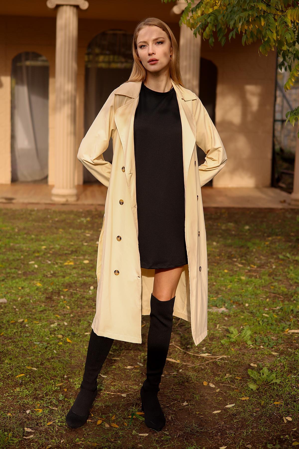 Taş Şal Yaka Trençkot 6625A - 5