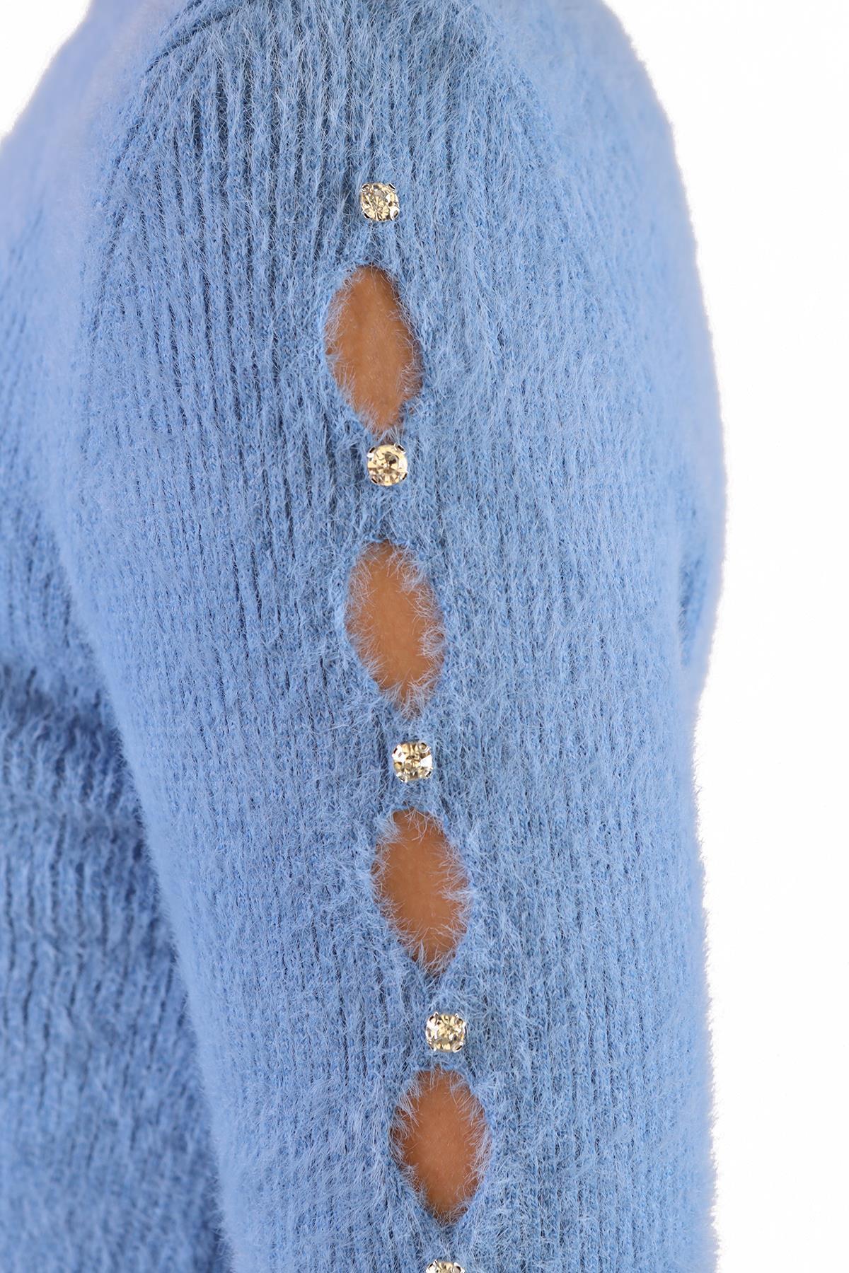 Kol Taş Detay Yumoş Kazak 6626 Bebe Mavi - 7