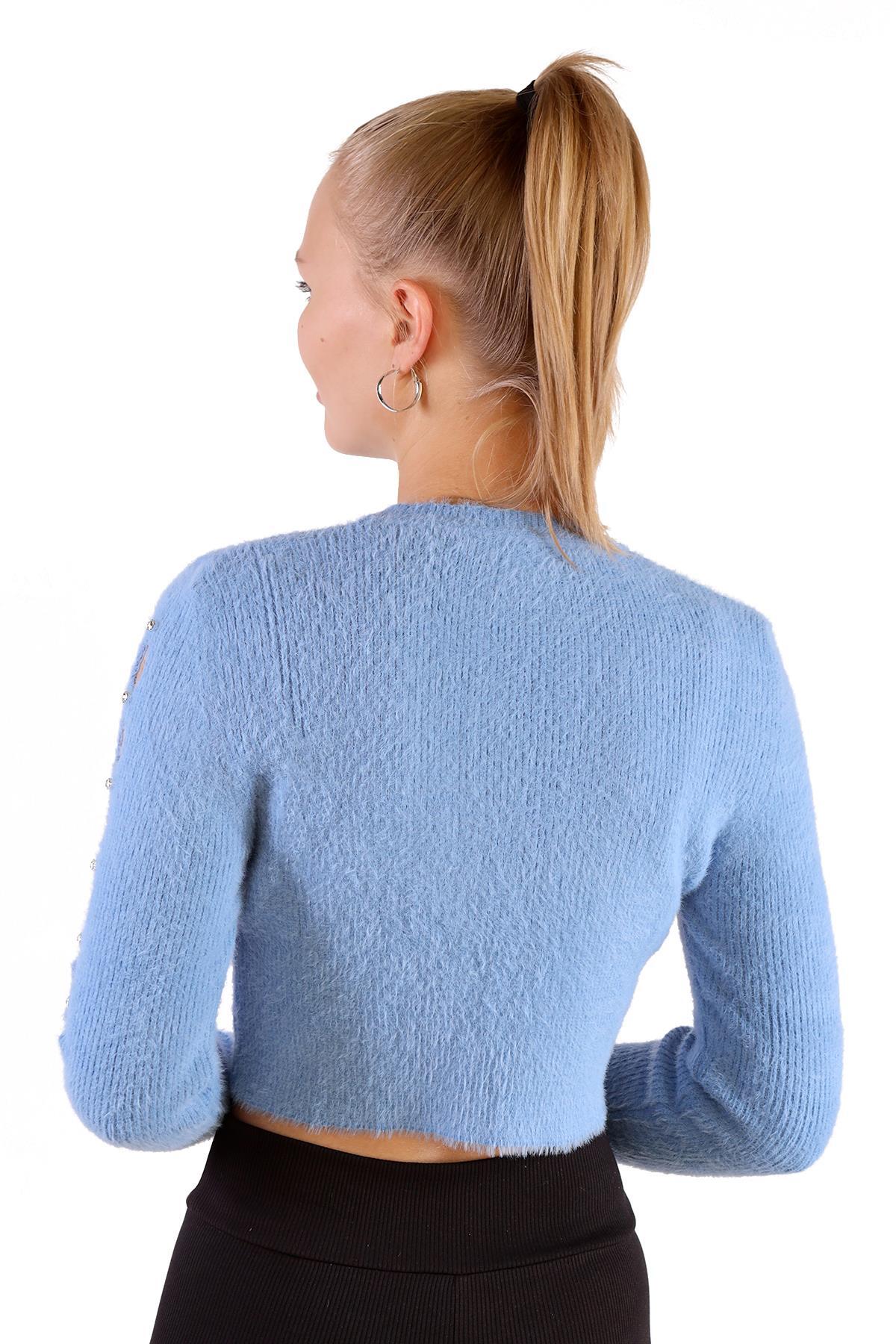 6626 Kol Taş Detay Yumoş Kazak Bebe Mavi - 5