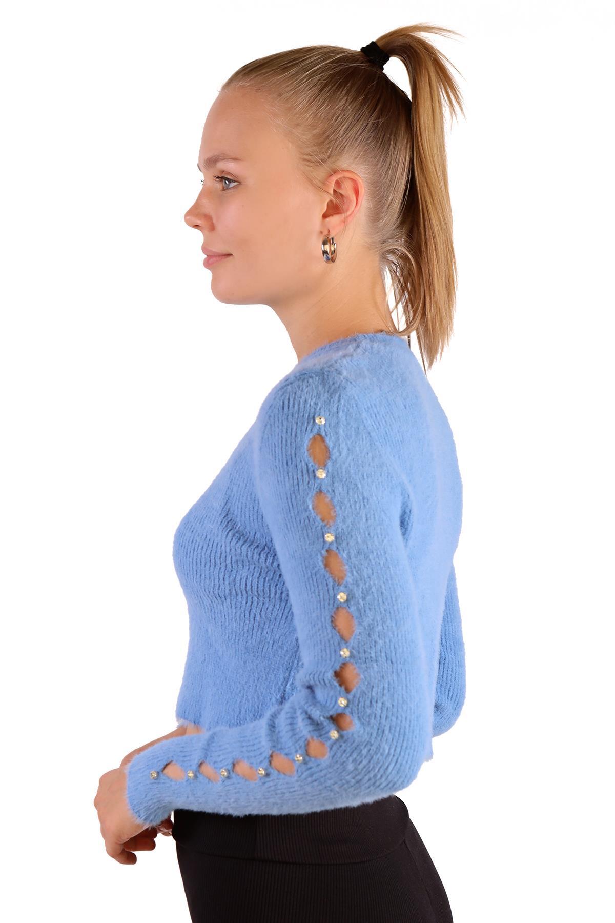 Bebe Mavi Kol Taş Detay Yumoş Kazak 6626 - 6