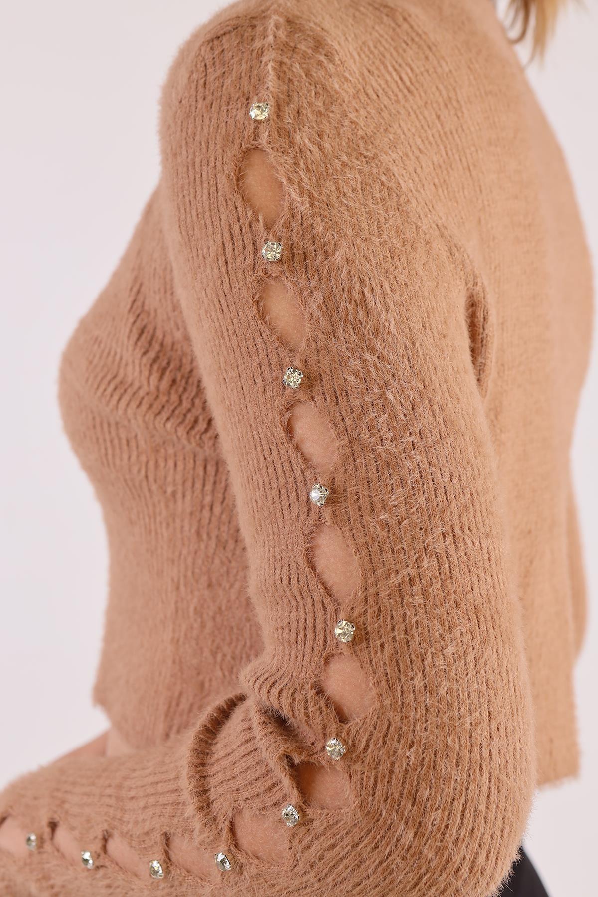 Camel Kol Taş Detay Yumoş Kazak 6626 - 4