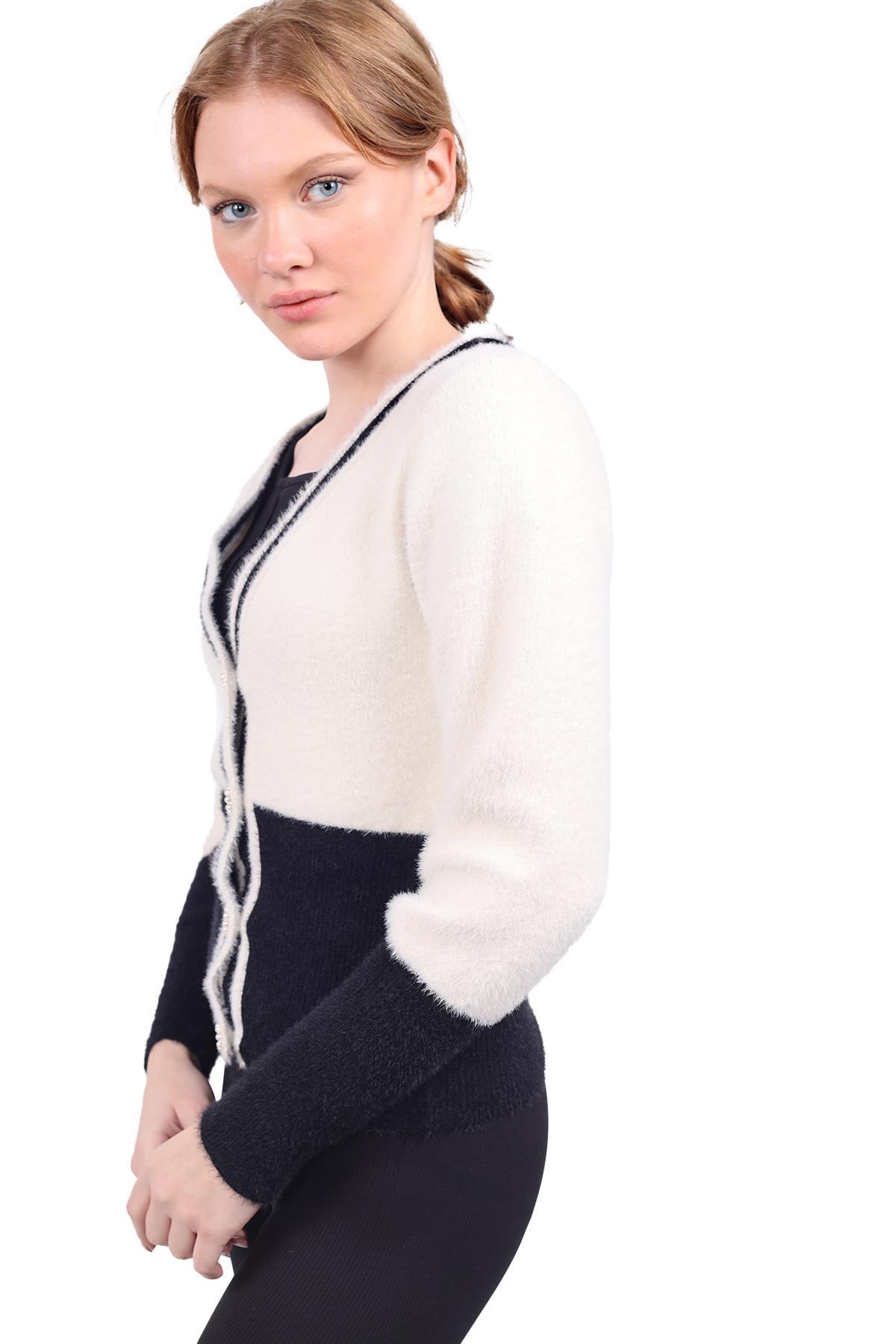 Taş Çift Renkli Yumoş Hırka 6633 - 3