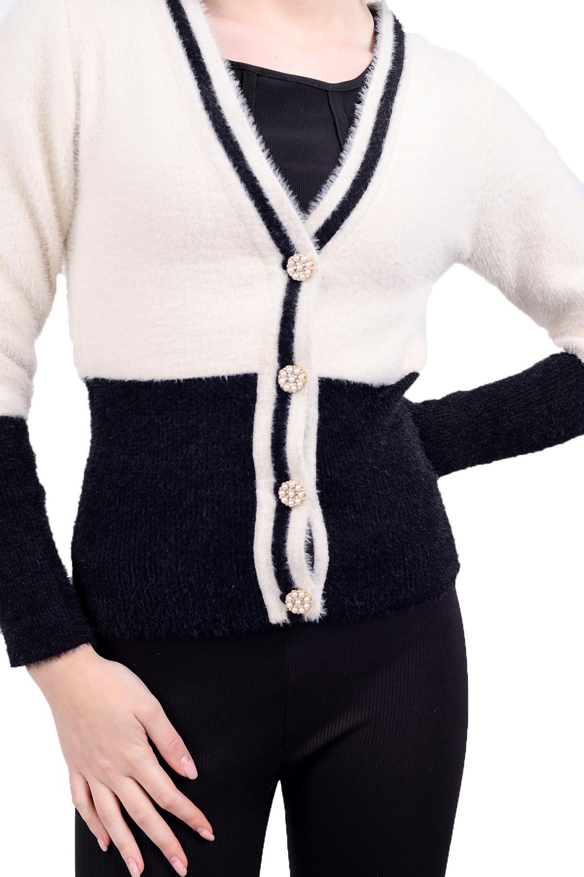 Taş Çift Renkli Yumoş Hırka 6633 - 4