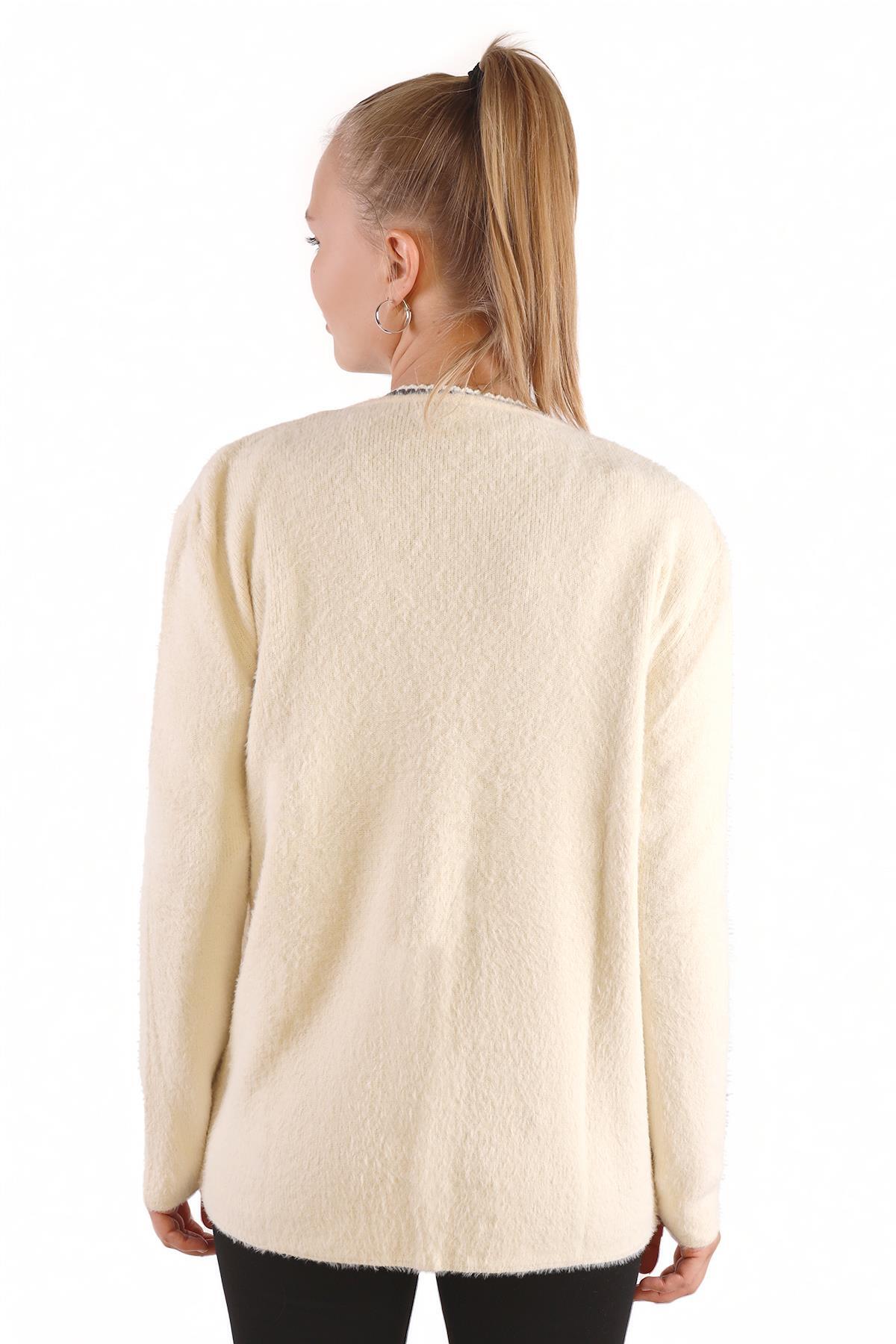 Taş Örgü Detay Yumoş Hırka 6635 - 5