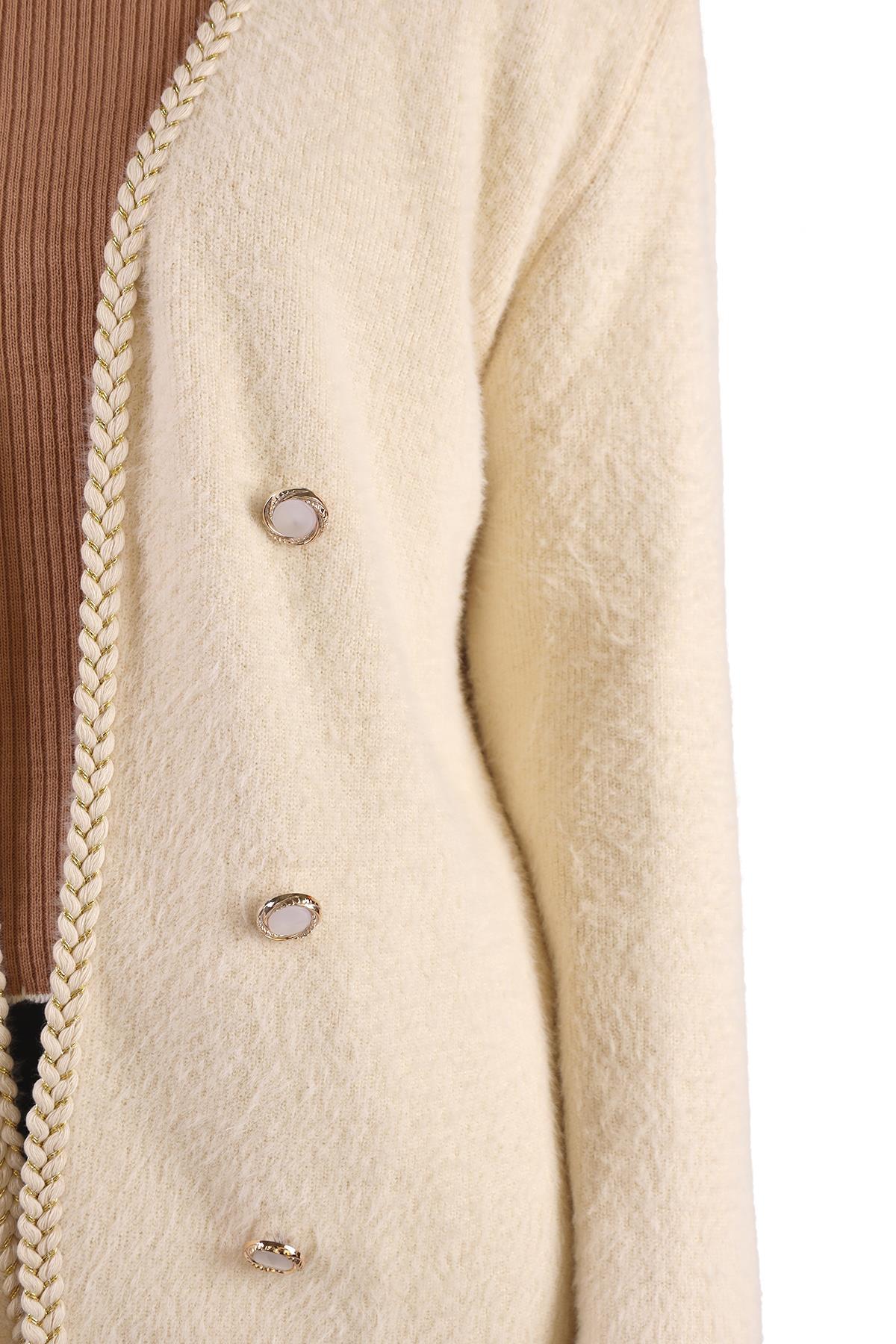 Taş Örgü Detay Yumoş Hırka 6635 - 8