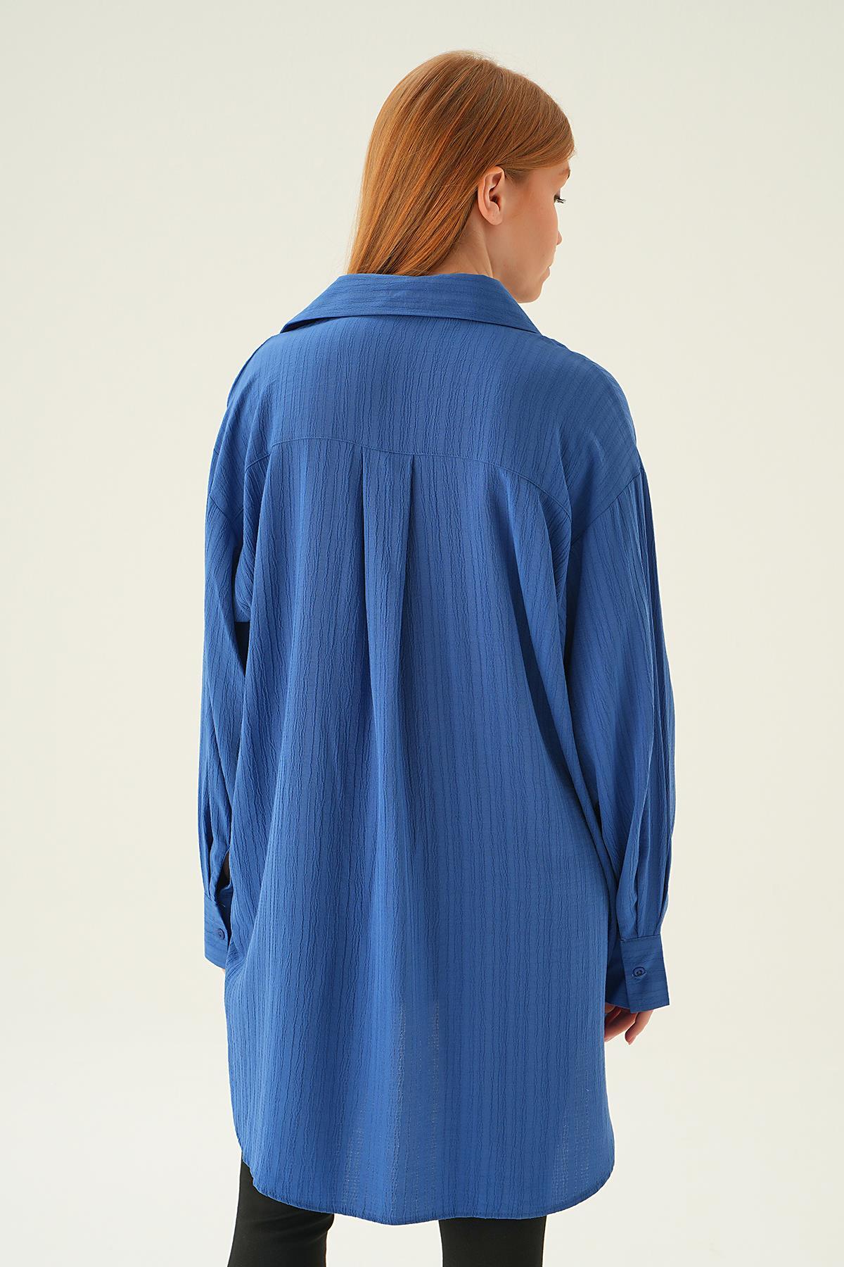 İndigo Oversize Gömlek 6644-1 - 5