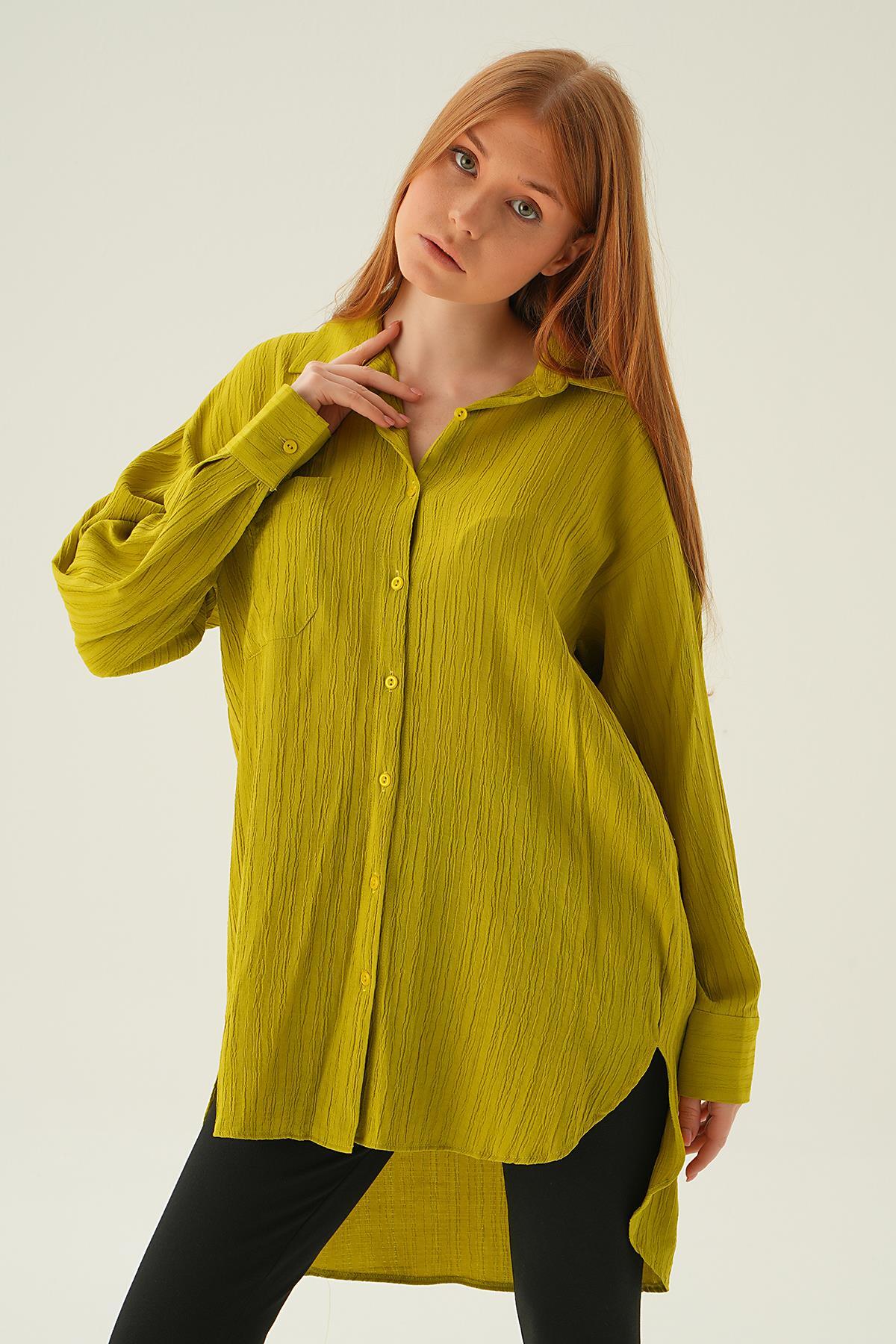 6644-1 Oversize Gömlek Olive Yeşili - 1