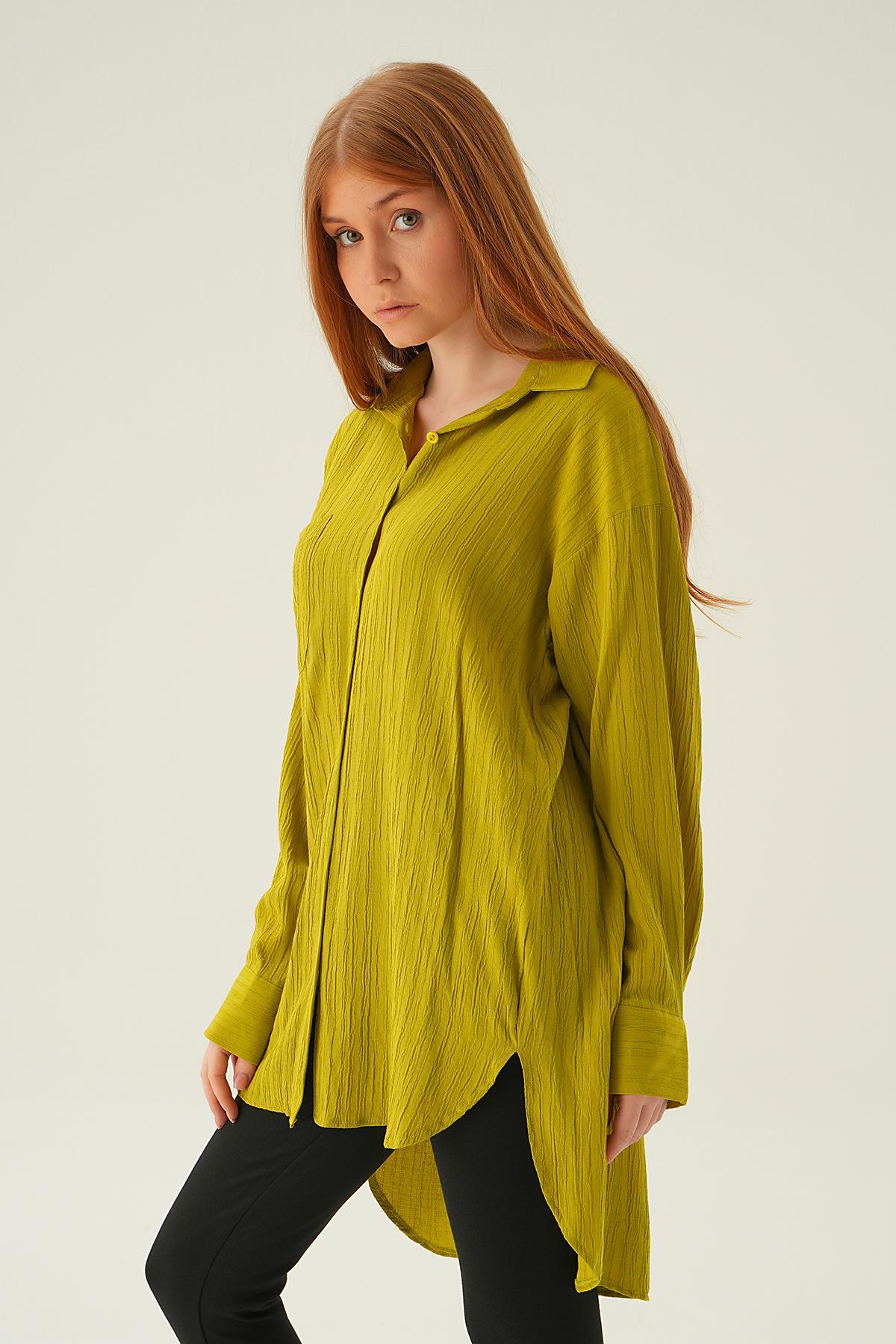 6644-1 Oversize Gömlek Olive Yeşili - 3