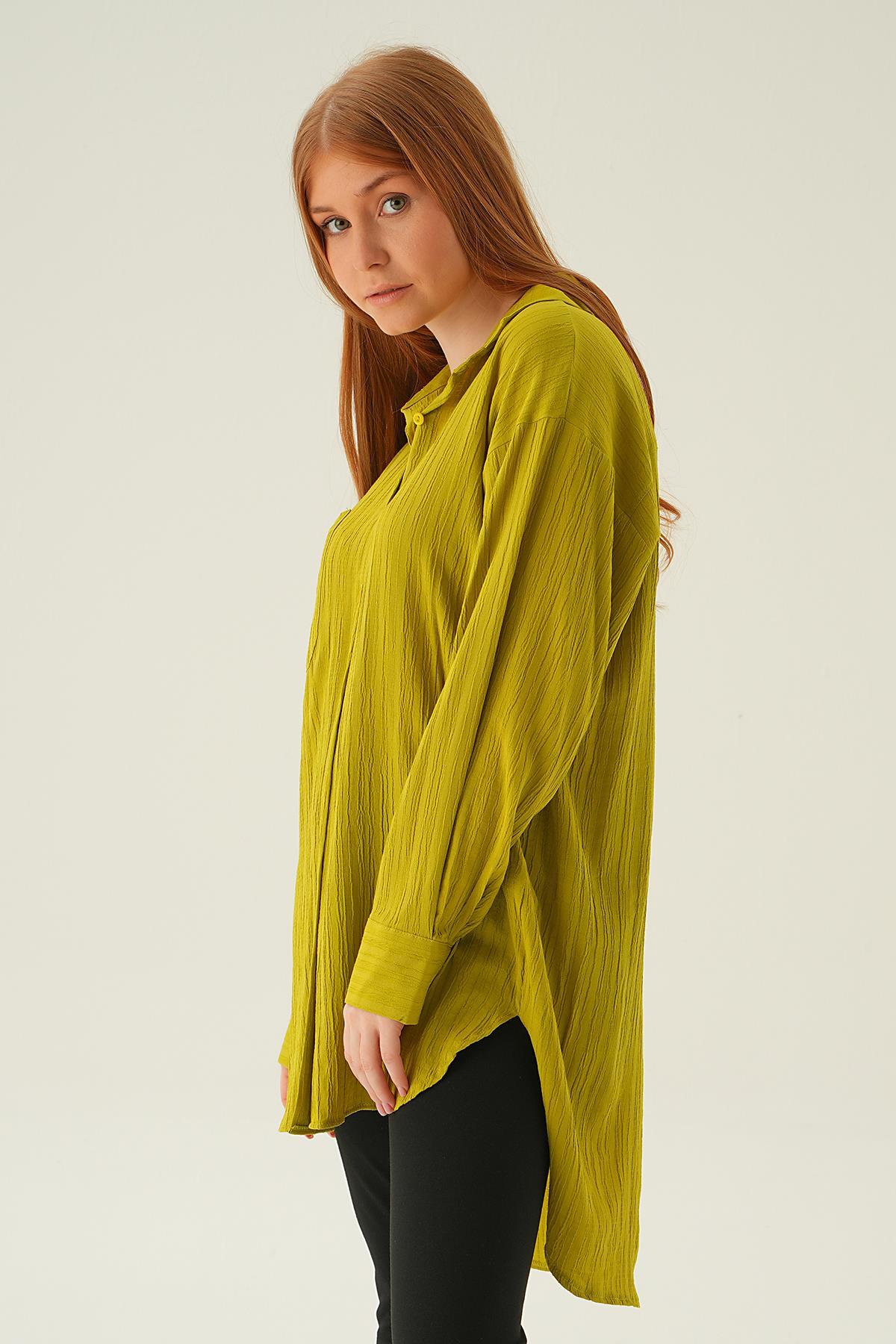 6644-1 Oversize Gömlek Olive Yeşili - 5