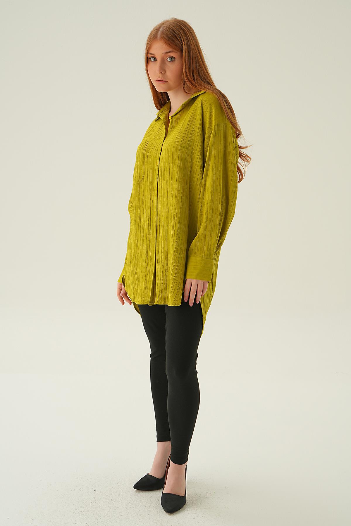 6644-1 Oversize Gömlek Olive Yeşili - 2