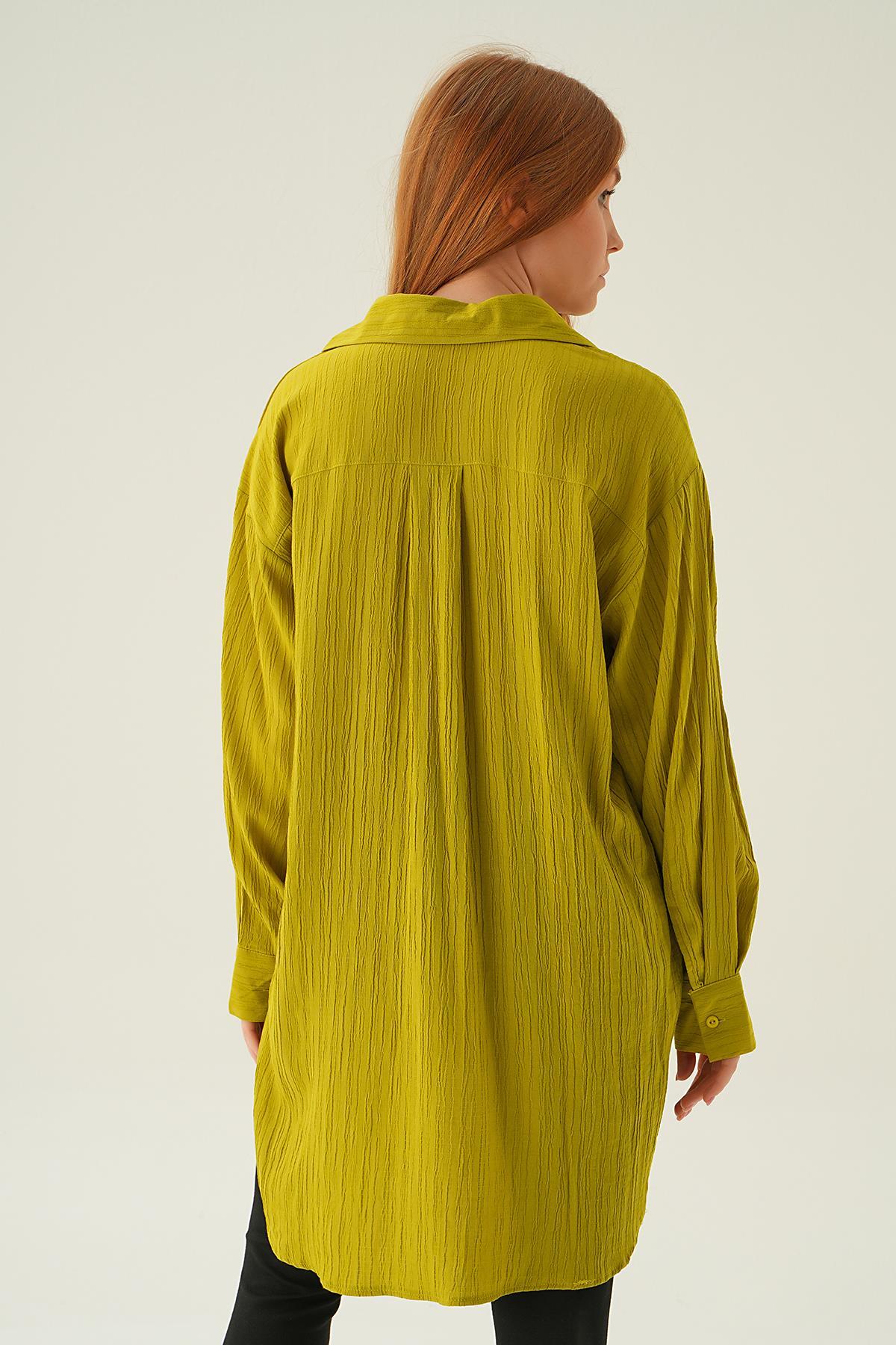 6644-1 Oversize Gömlek Olive Yeşili - 4
