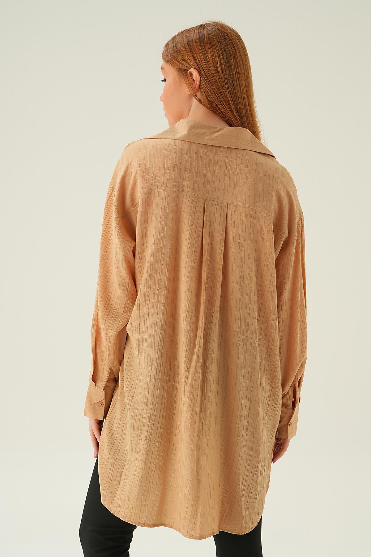 6644-1 Oversize Gömlek Vizon - 4