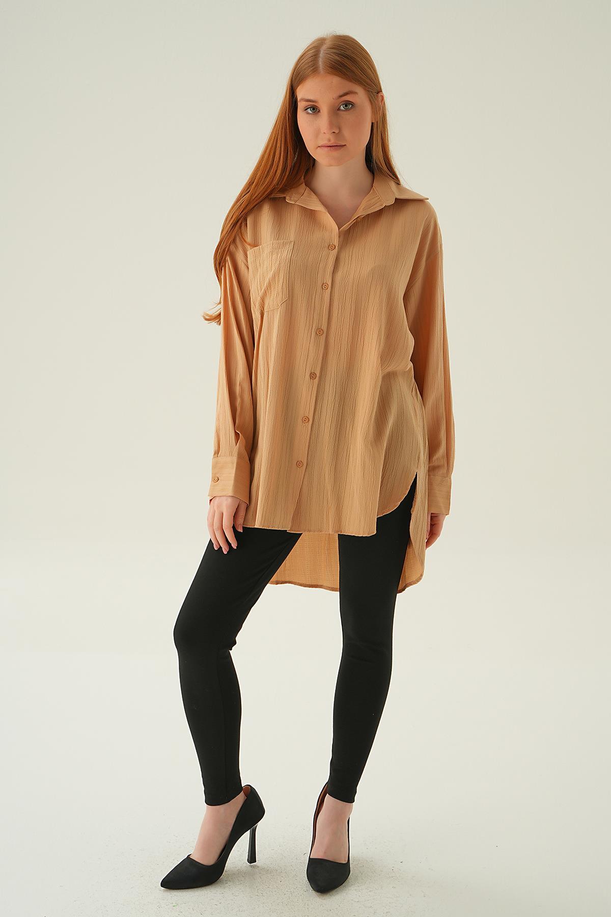 6644-1 Oversize Gömlek Vizon - 2