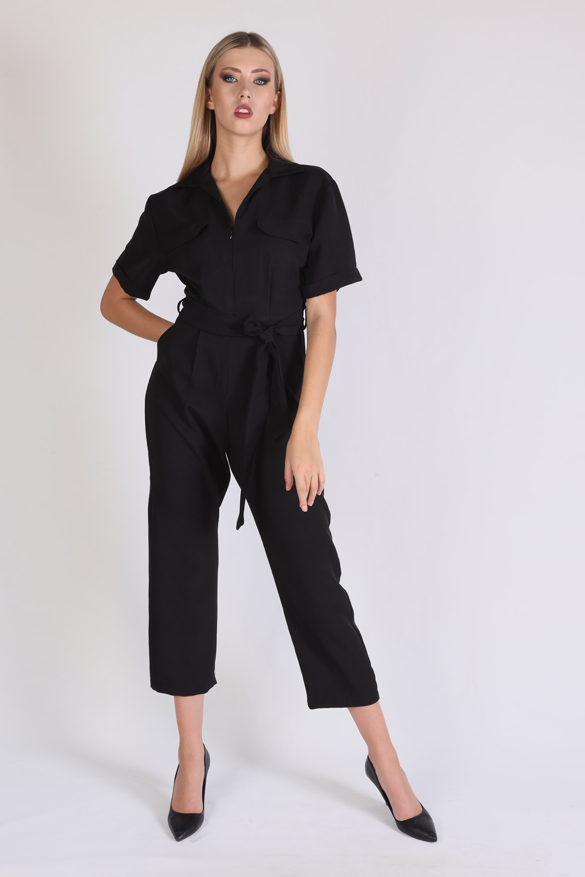 Siyah V Yaka Cepli Tulum 6653A 