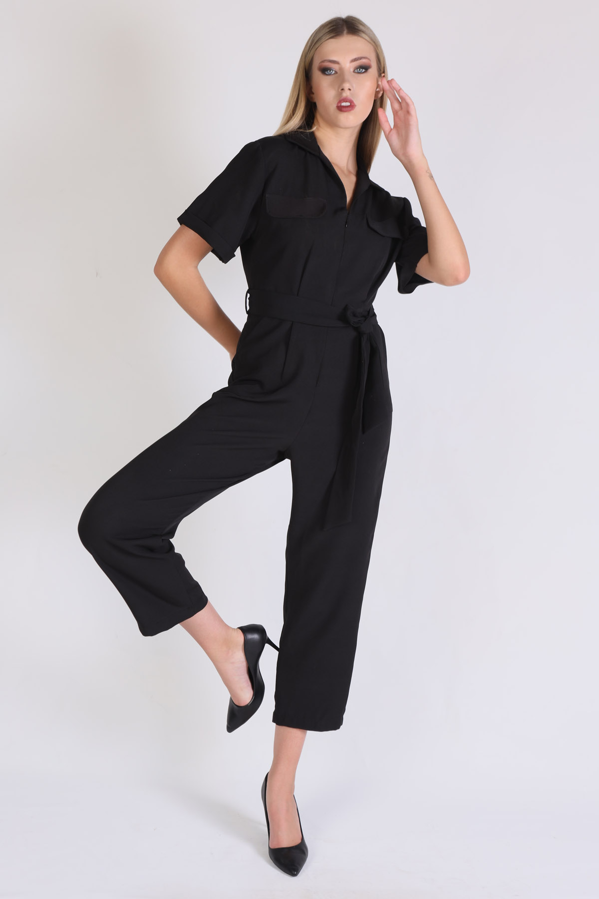 Siyah V Yaka Cepli Tulum 6653A - 2