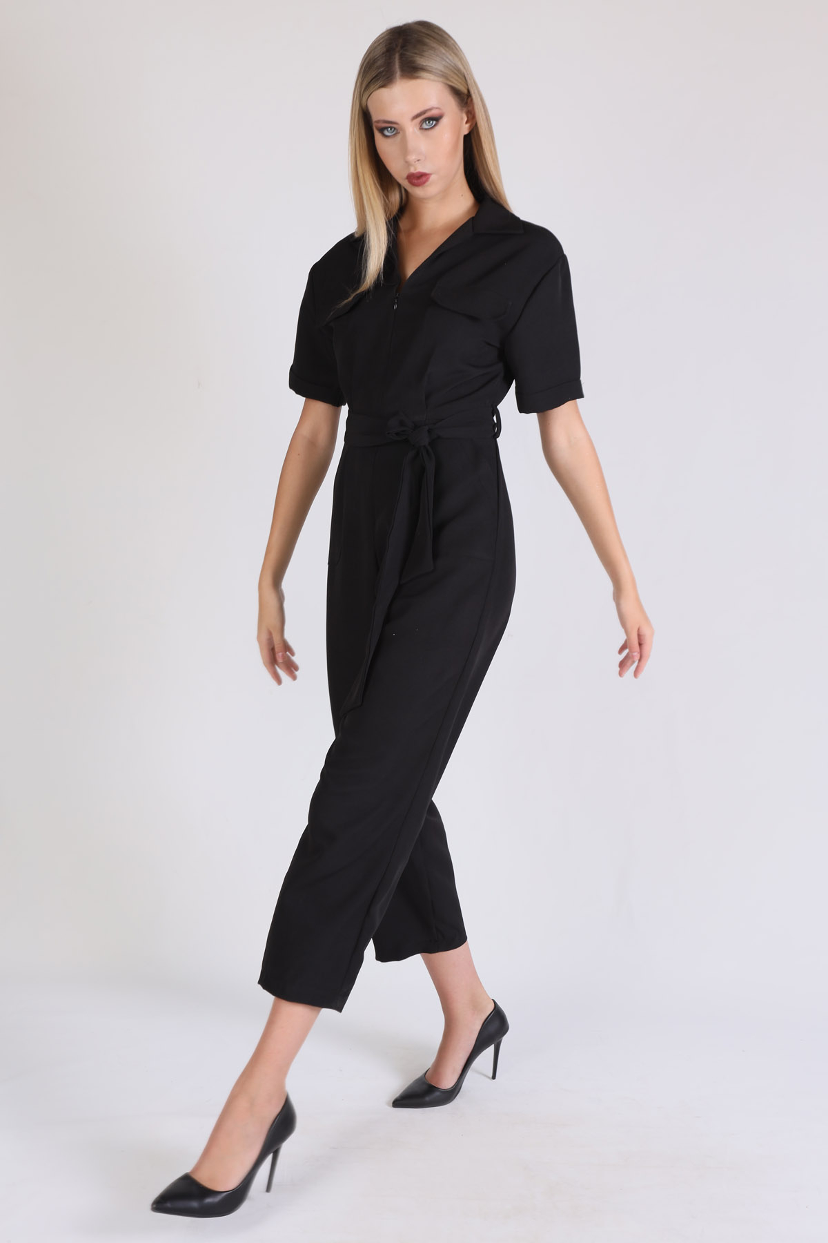 Siyah V Yaka Cepli Tulum 6653A - 3