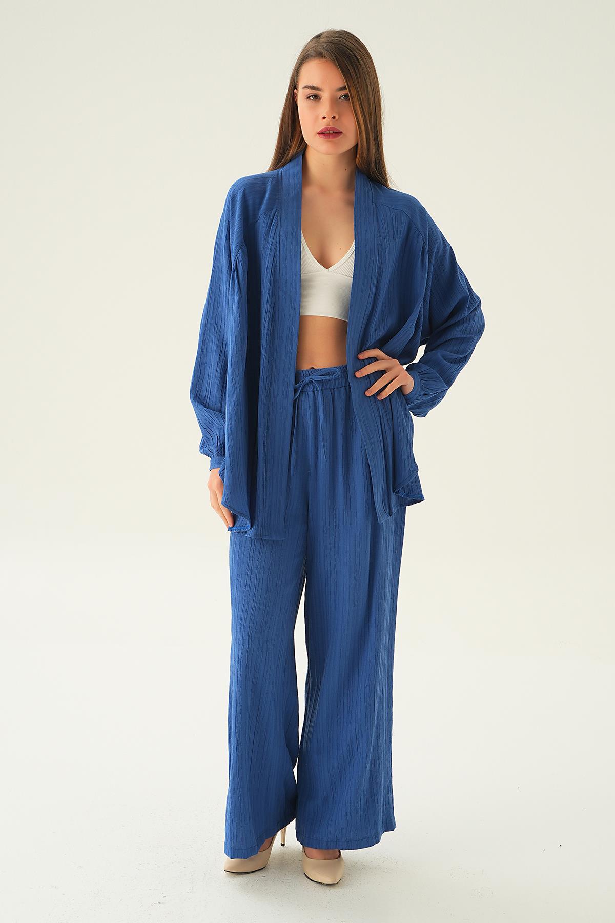 İndigo Kimono Pantolon Takım 6657A - 4