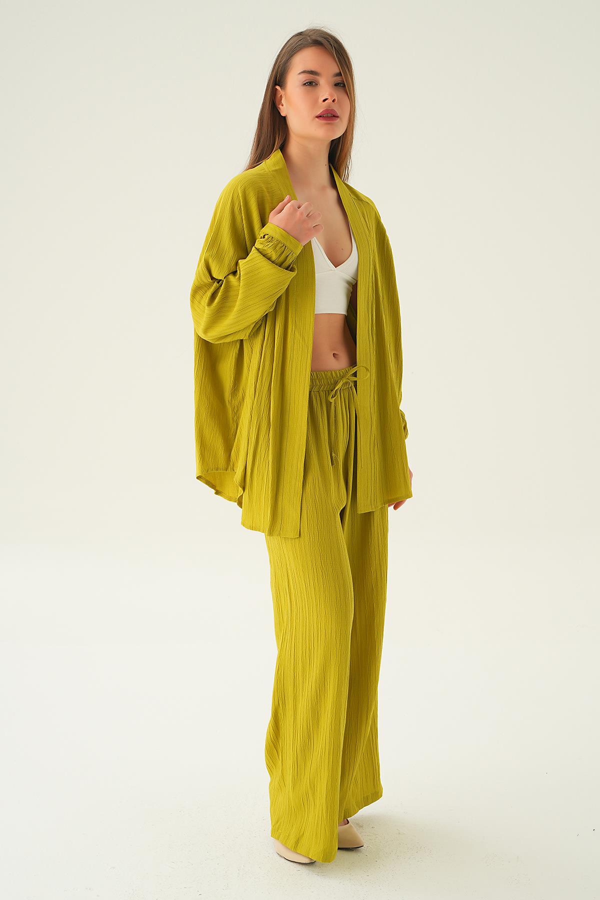 Olive Yeşili Kimono Pantolon Takım 6657A - 4