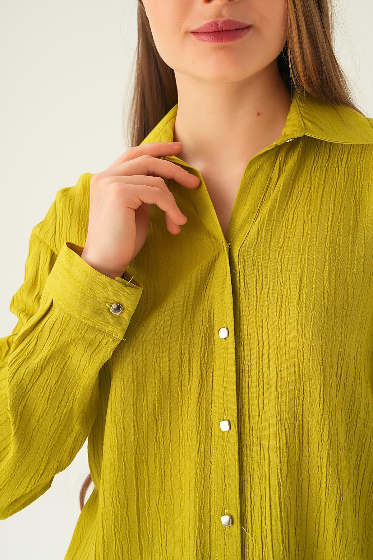 6666A Kolyeli Gömlek Pantolon Takım Olive Yeşili - 2