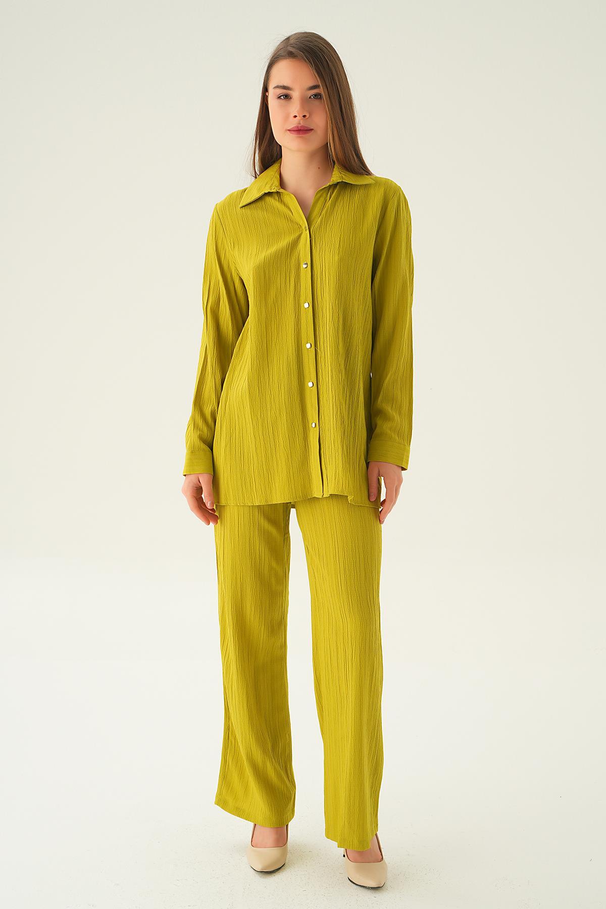 Olive Yeşili Gömlek Pantolon Takım 6666A - 3