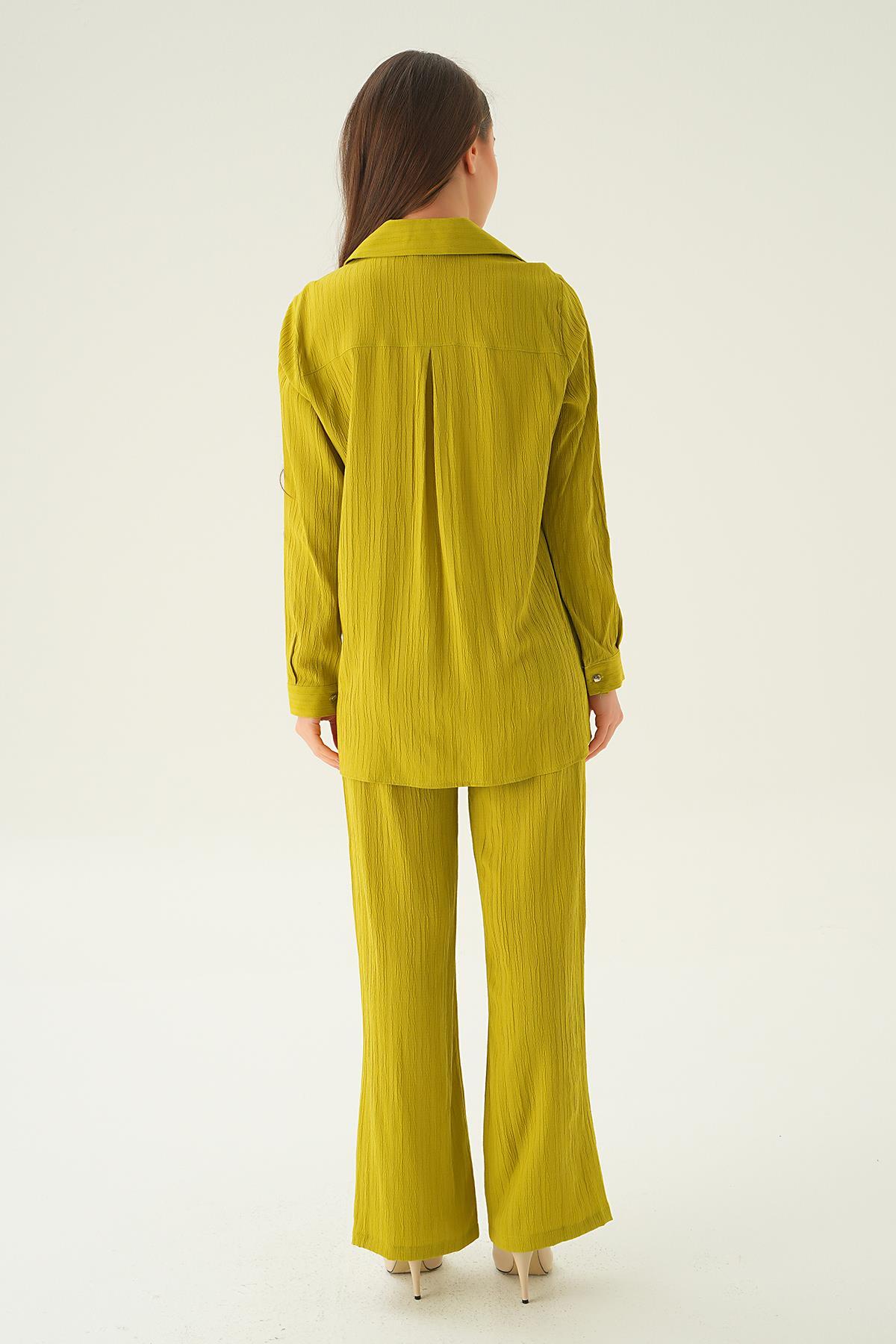 Olive Yeşili Gömlek Pantolon Takım 6666A - 6