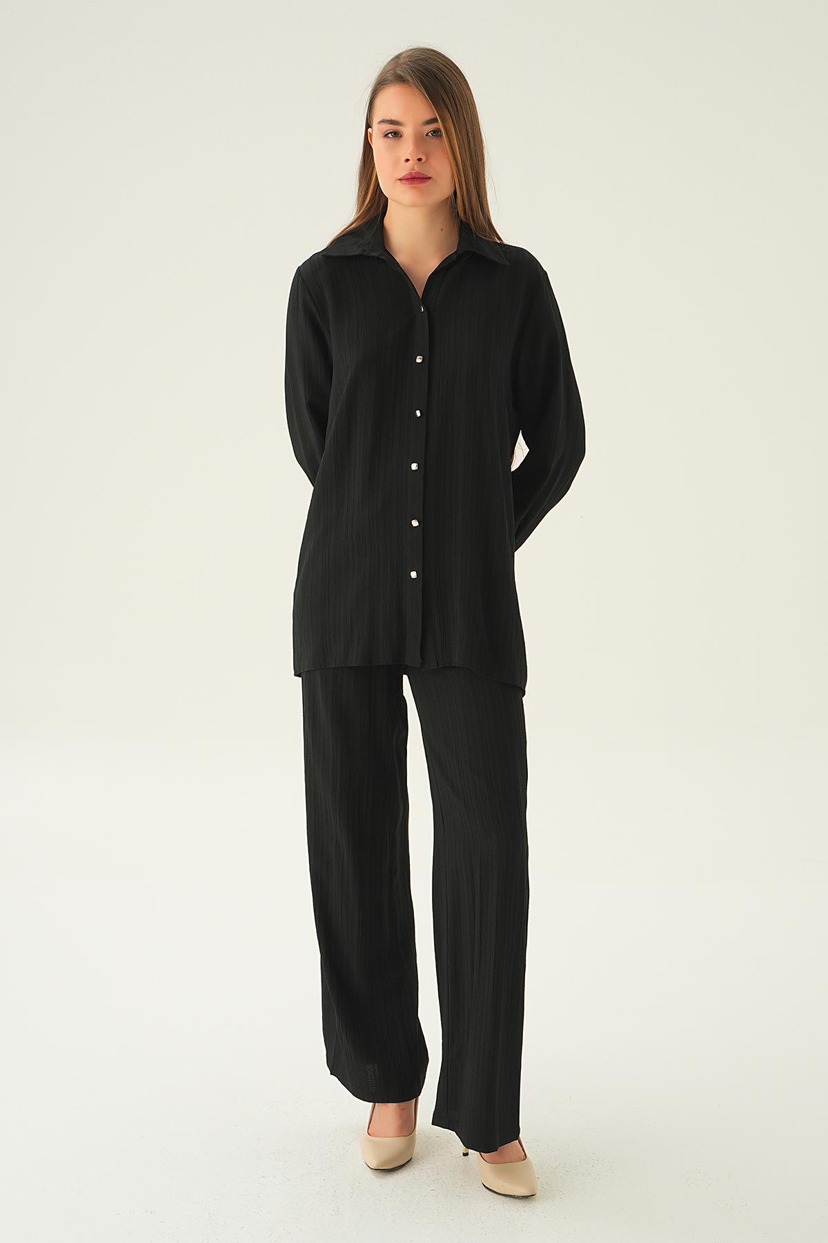 Siyah Gömlek Pantolon Takım 6666A - 3