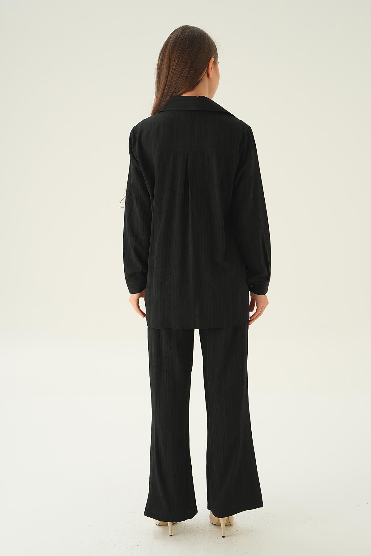 Siyah Gömlek Pantolon Takım 6666A - 5