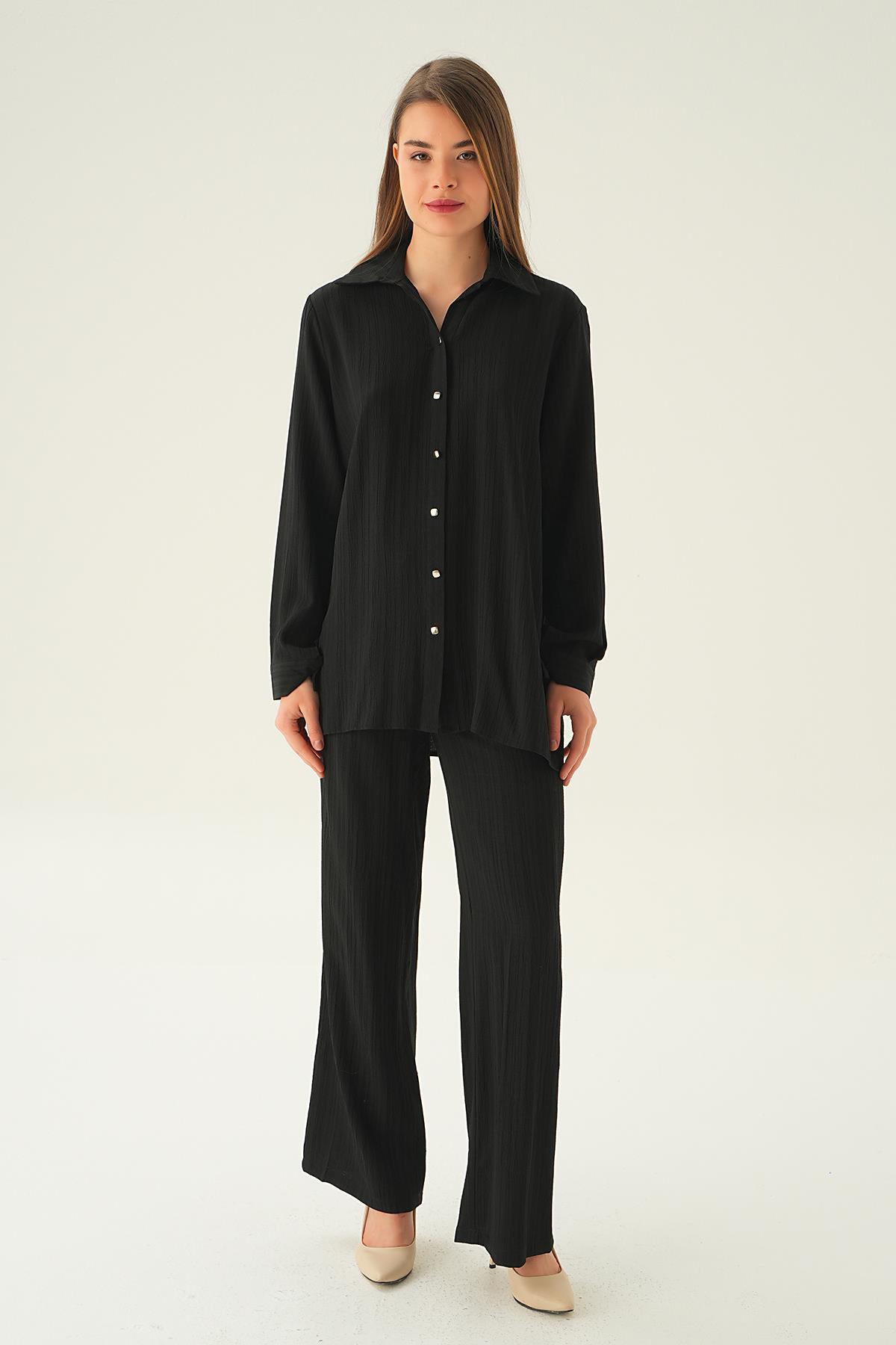 Siyah Gömlek Pantolon Takım 6666A - 6