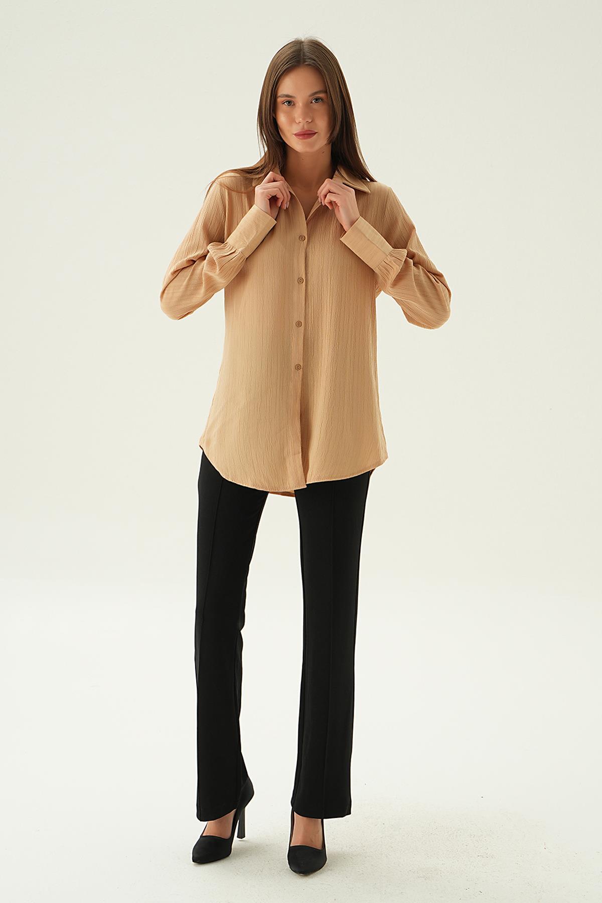 Vizon Kol Düğme Detay Gömlek 6676-1 - 2