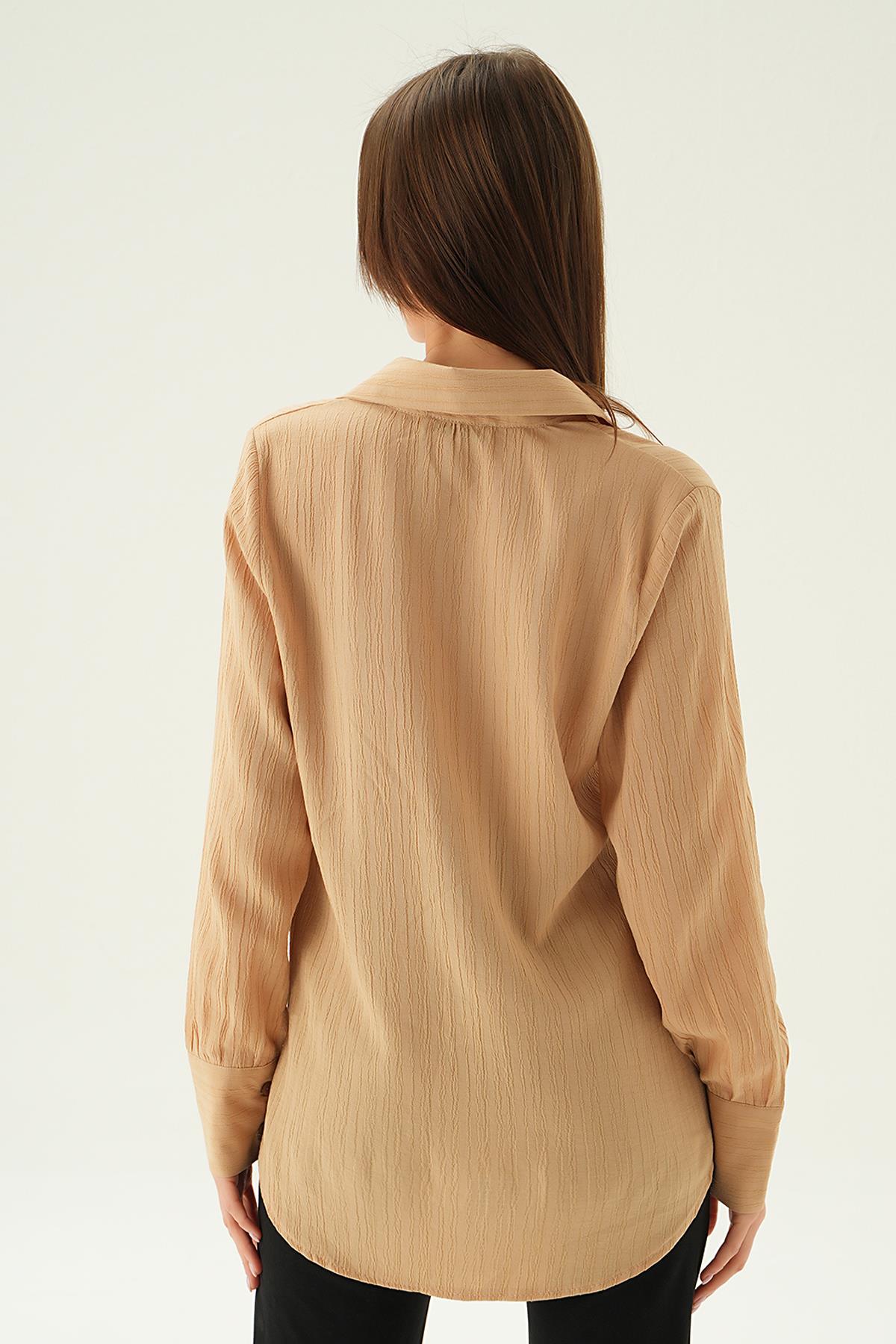 Vizon Kol Düğme Detay Gömlek 6676-1 - 3