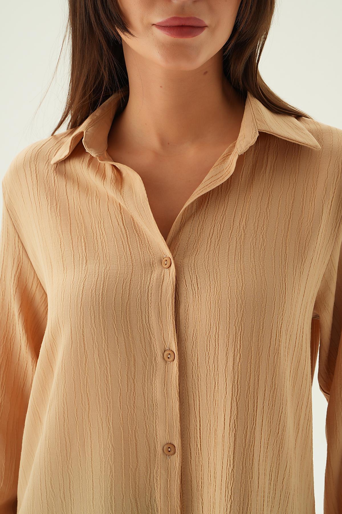 Vizon Kol Düğme Detay Gömlek 6676-1 - 5