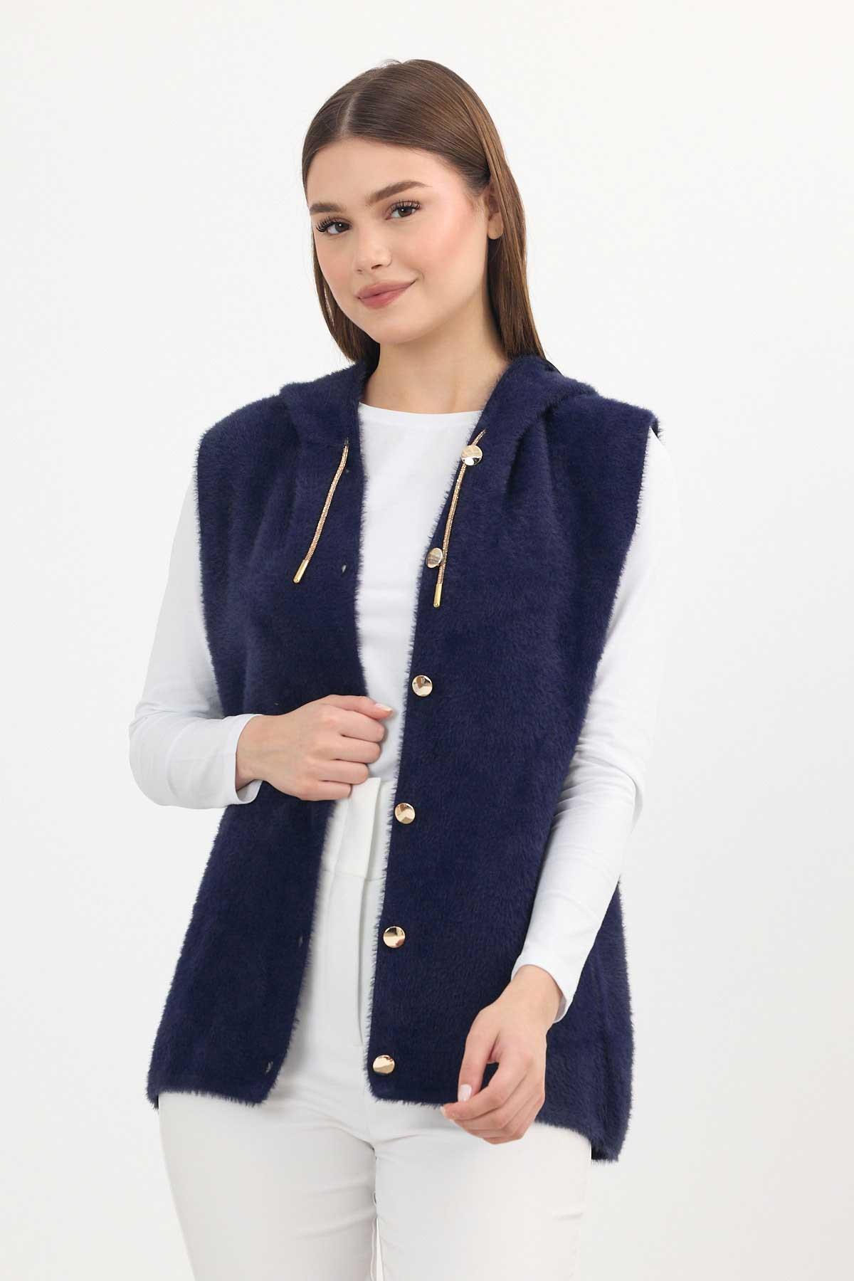 Kapüşonlu Yumoş Yelek 6681 Laci - 7
