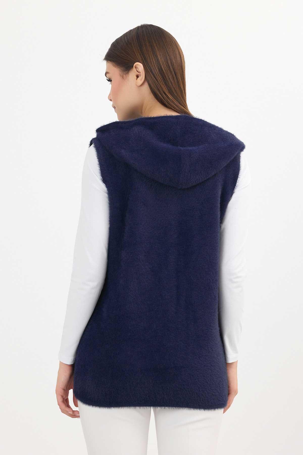 6681 Kapüşonlu Yumoş Yelek Laci - 5