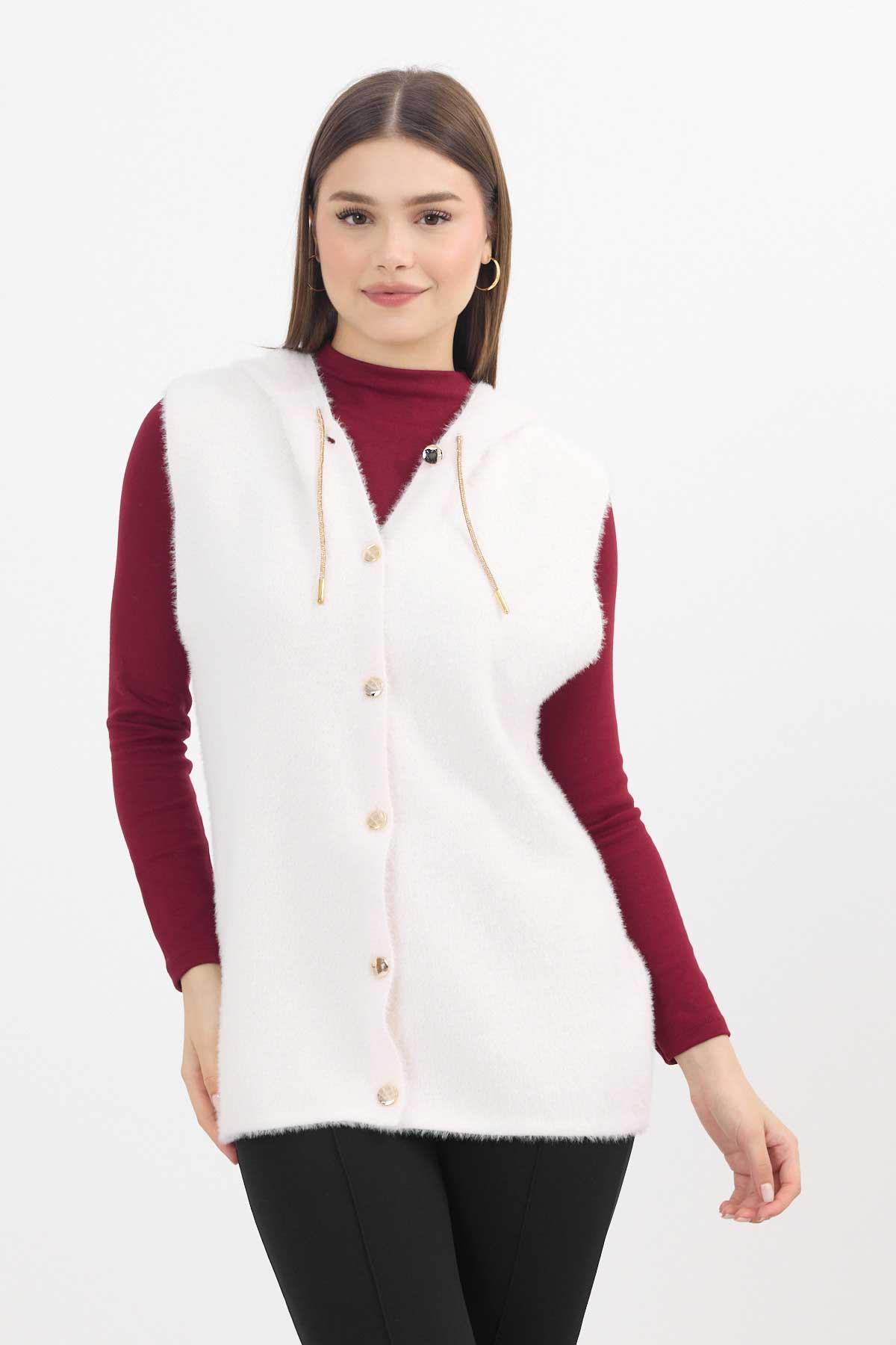Taş Kapüşonlu Yumoş Yelek 6681 