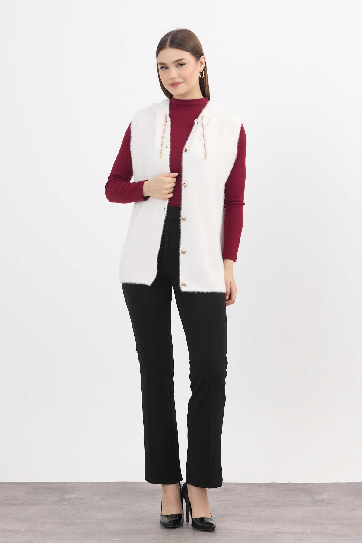 Taş Kapüşonlu Yumoş Yelek 6681 - 2