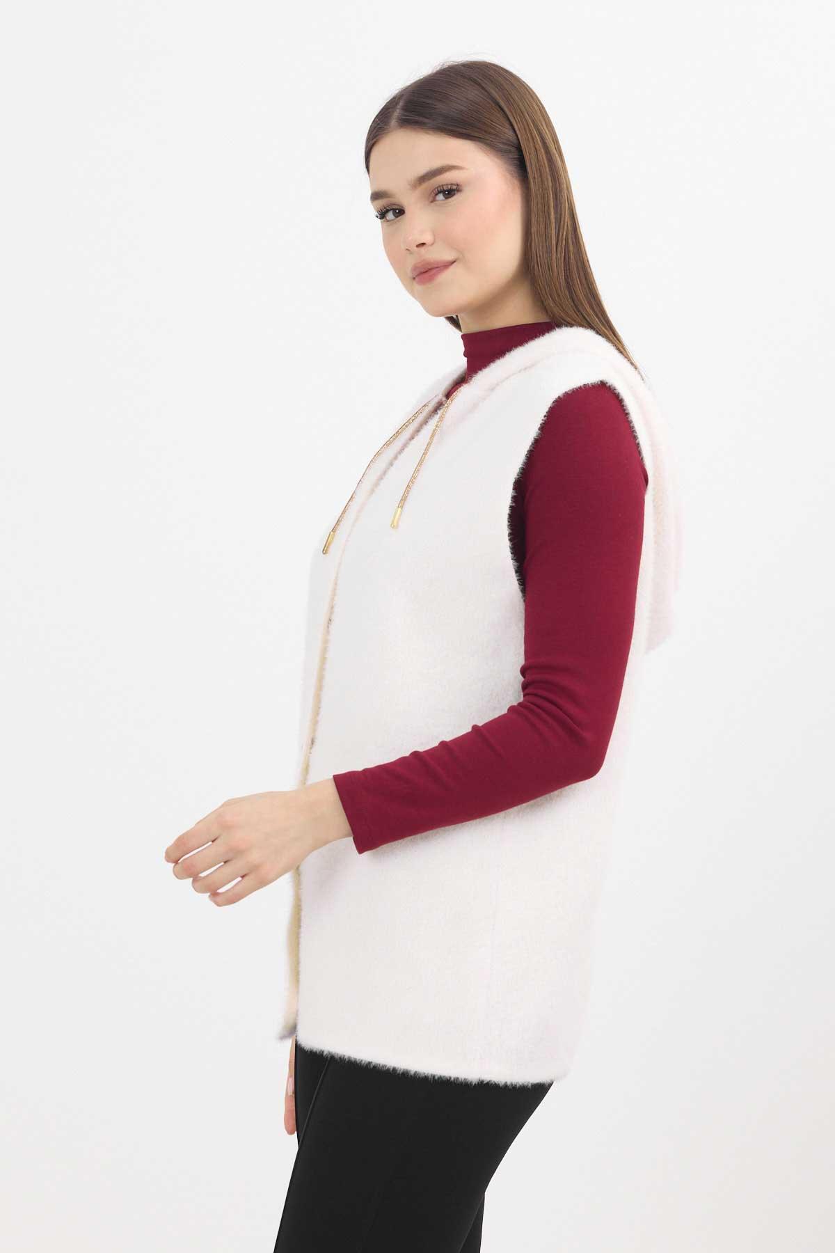 Taş Kapüşonlu Yumoş Yelek 6681 - 6