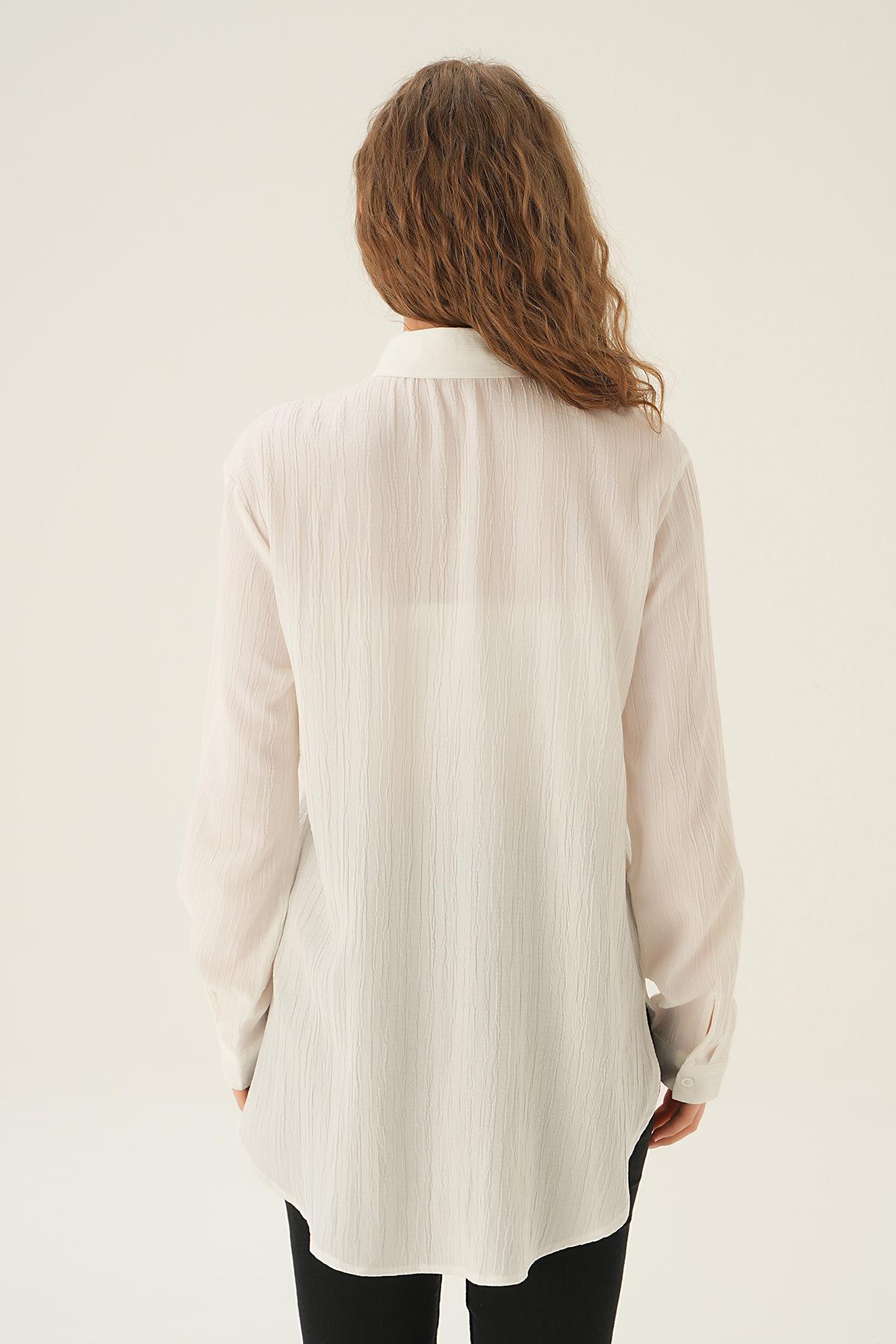 6684A Tek Cep Gömlek Ekru - 4