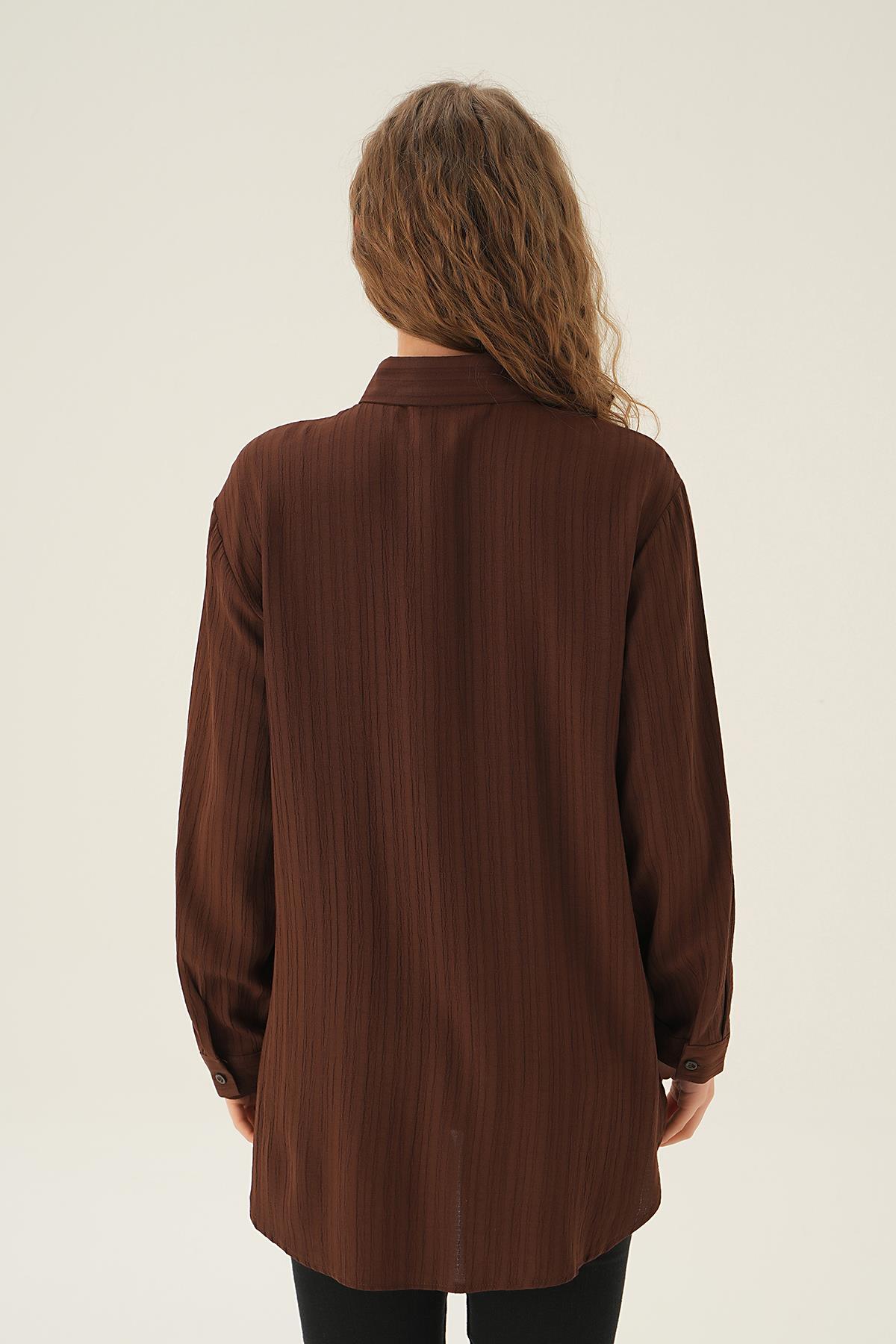 6684A Tek Cep Gömlek Kahve - 5