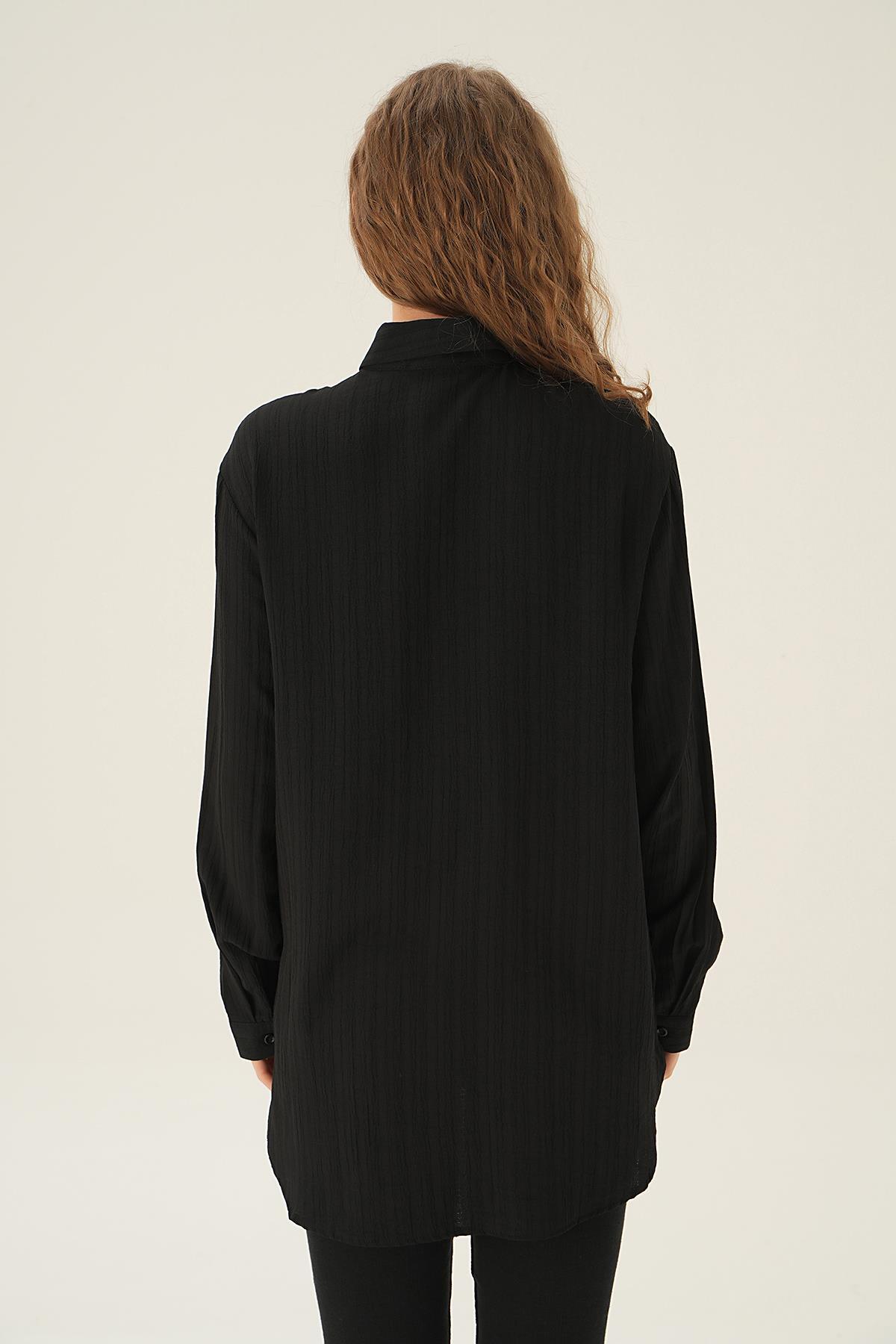 6684A Tek Cep Gömlek Siyah - 4