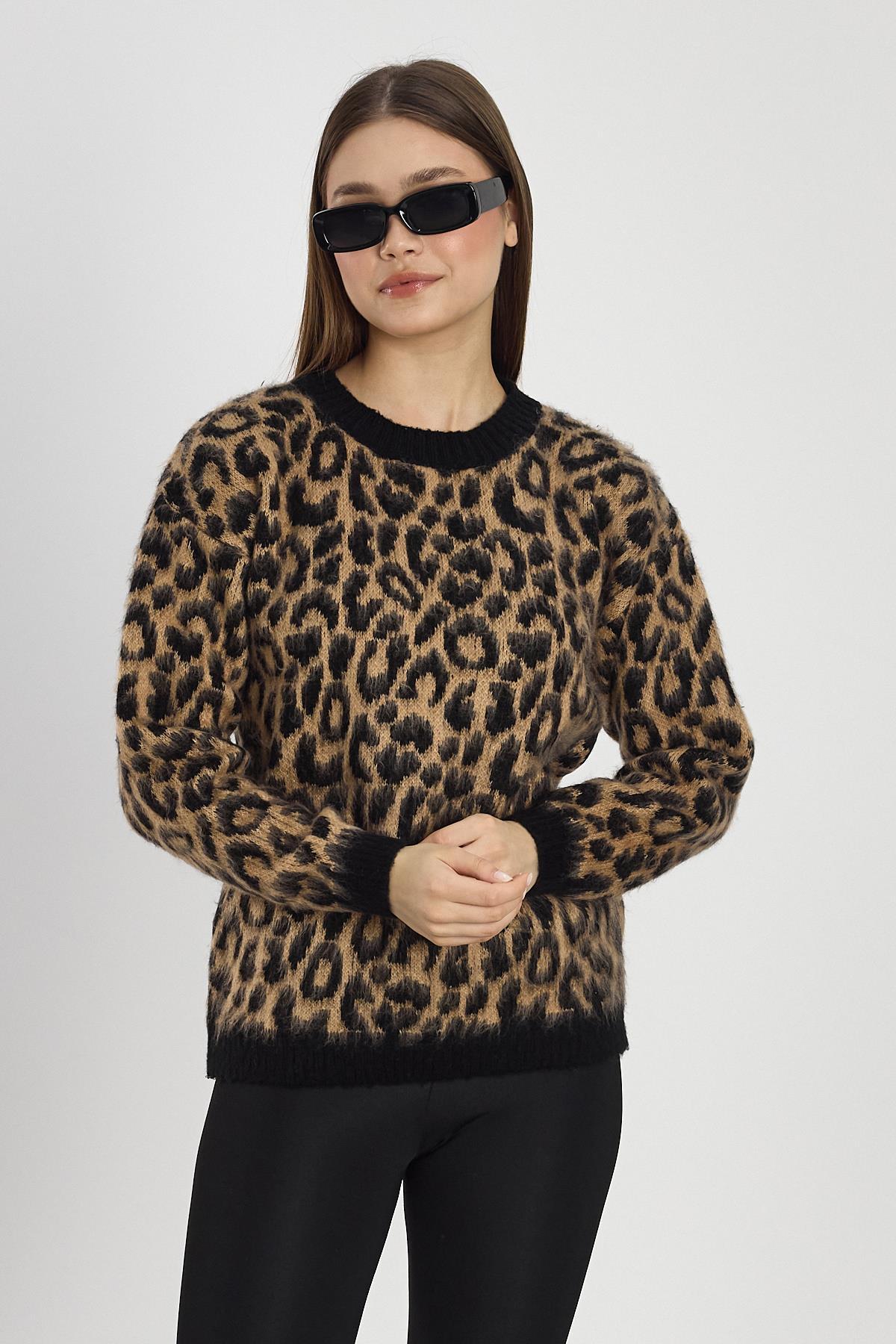 6702 Leopar Desen Kazak Bej - 7