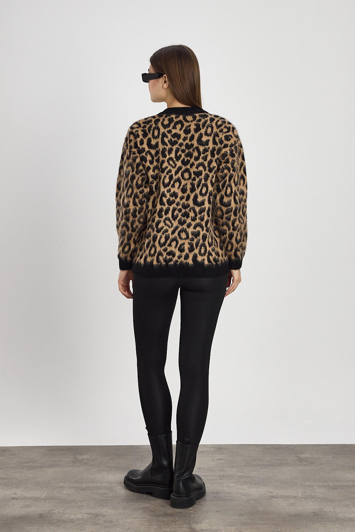 Bej Leopar Desen Kazak 6702 - 5