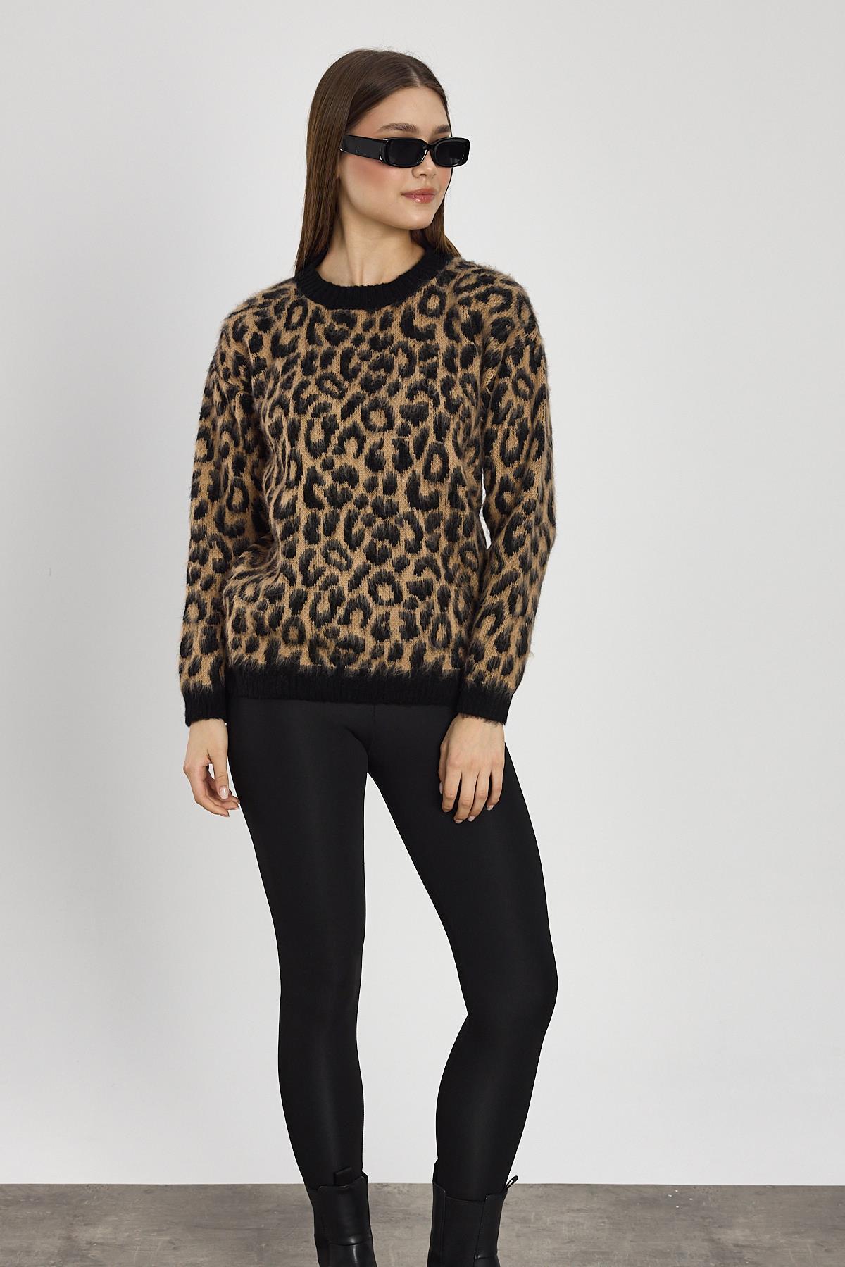 Bej Leopar Desen Kazak 6702 - 6