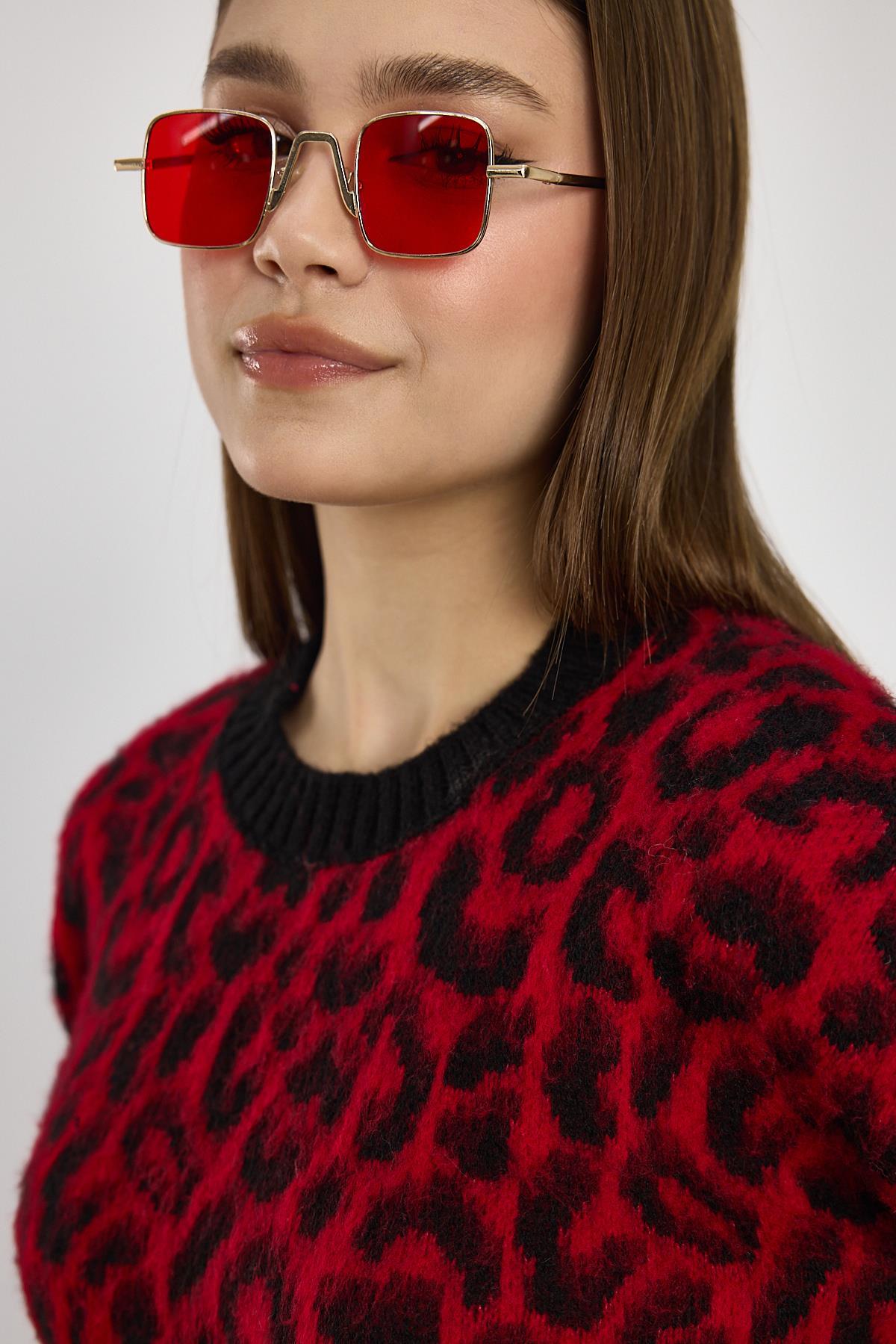 6702 Leopar Desen Kazak Kırmızı - RAYS