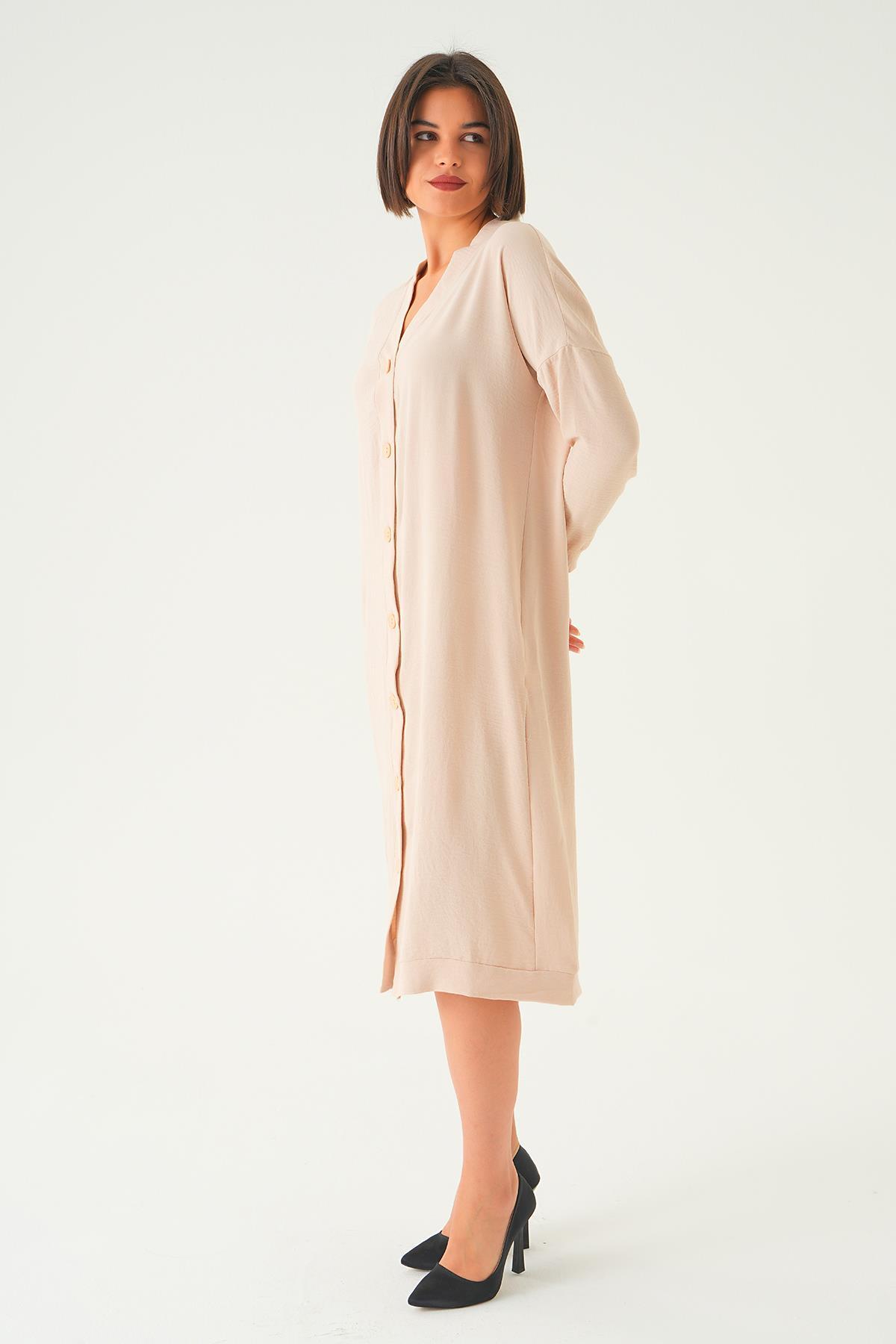 Bej Düğme Detay Kap 6712A - 4