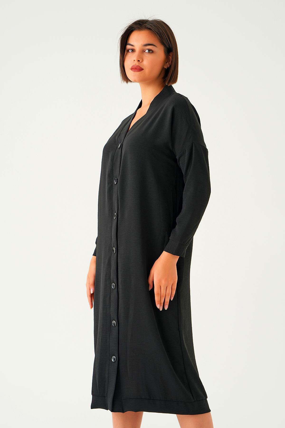 Siyah Düğme Detay Kap 6712A - 2