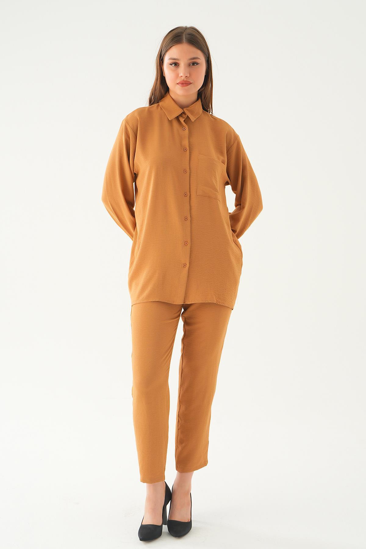 Vizon Tek Cep Gömlek-Pantolon Takım 6714A 