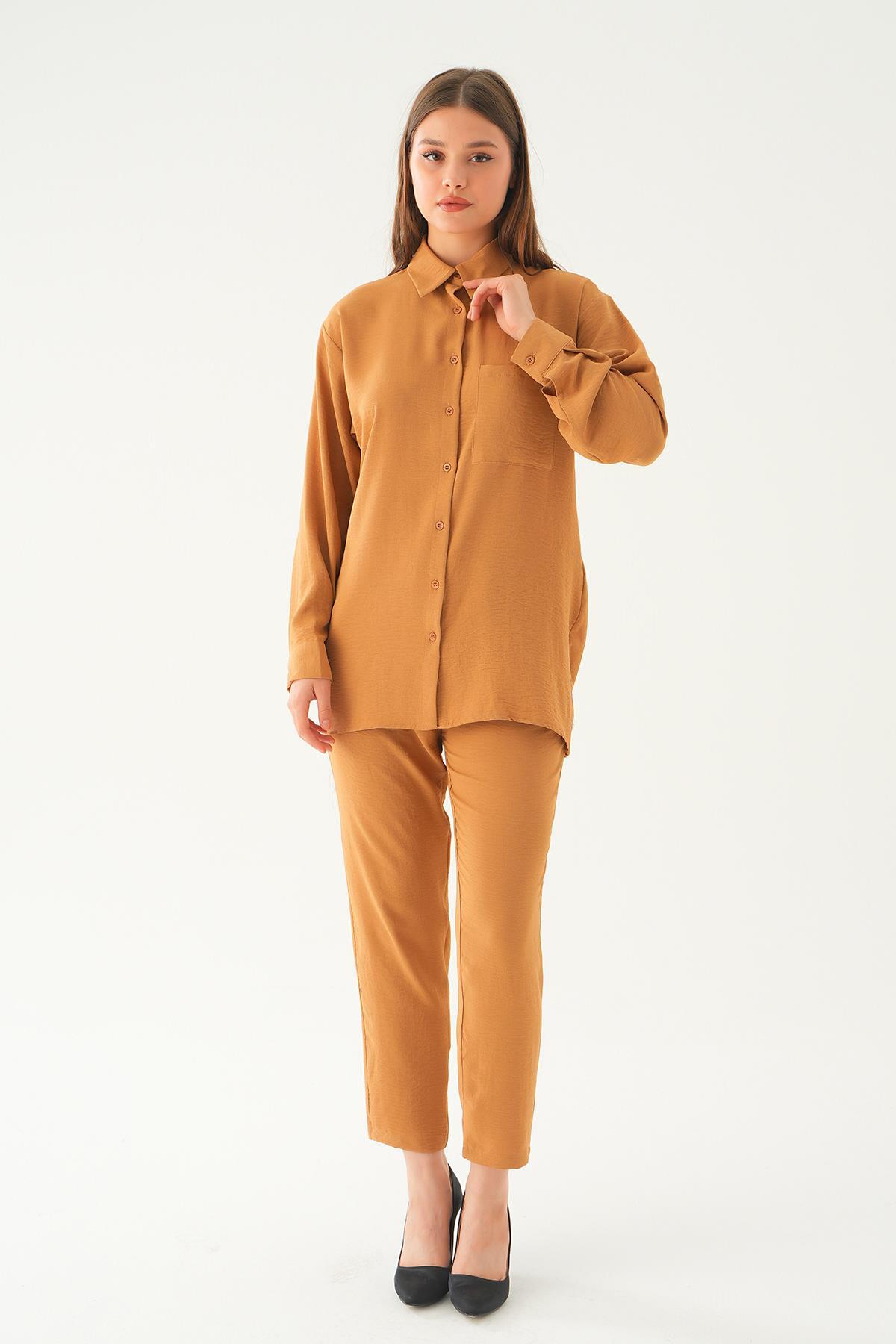 Vizon Tek Cep Gömlek-Pantolon Takım 6714A - 6