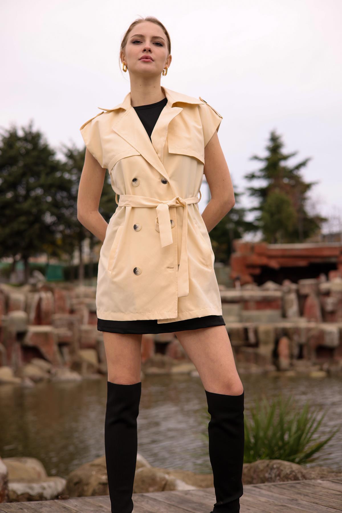 Taş Parça Detay Düğmeli Yelek 6728A 