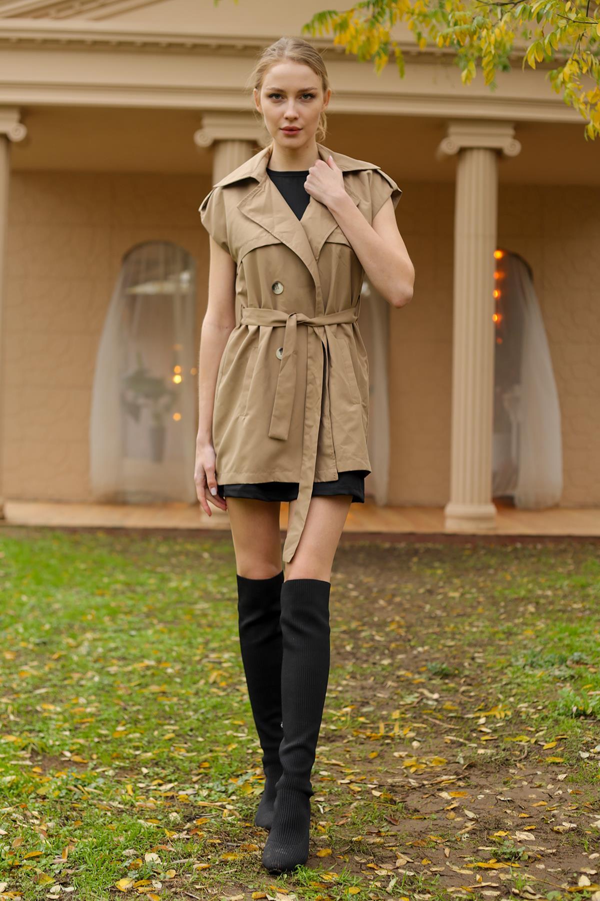 Vizon Parça Detay Düğmeli Yelek 6728A - 2