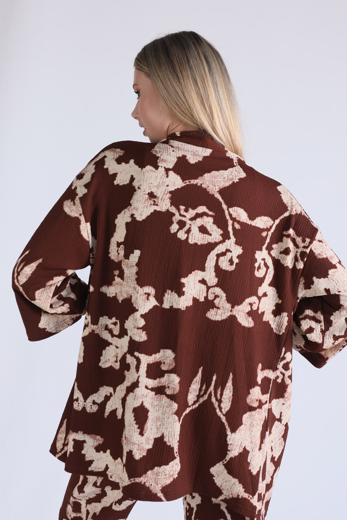 Kahve Desenli Kimono Takım 6729 - 5
